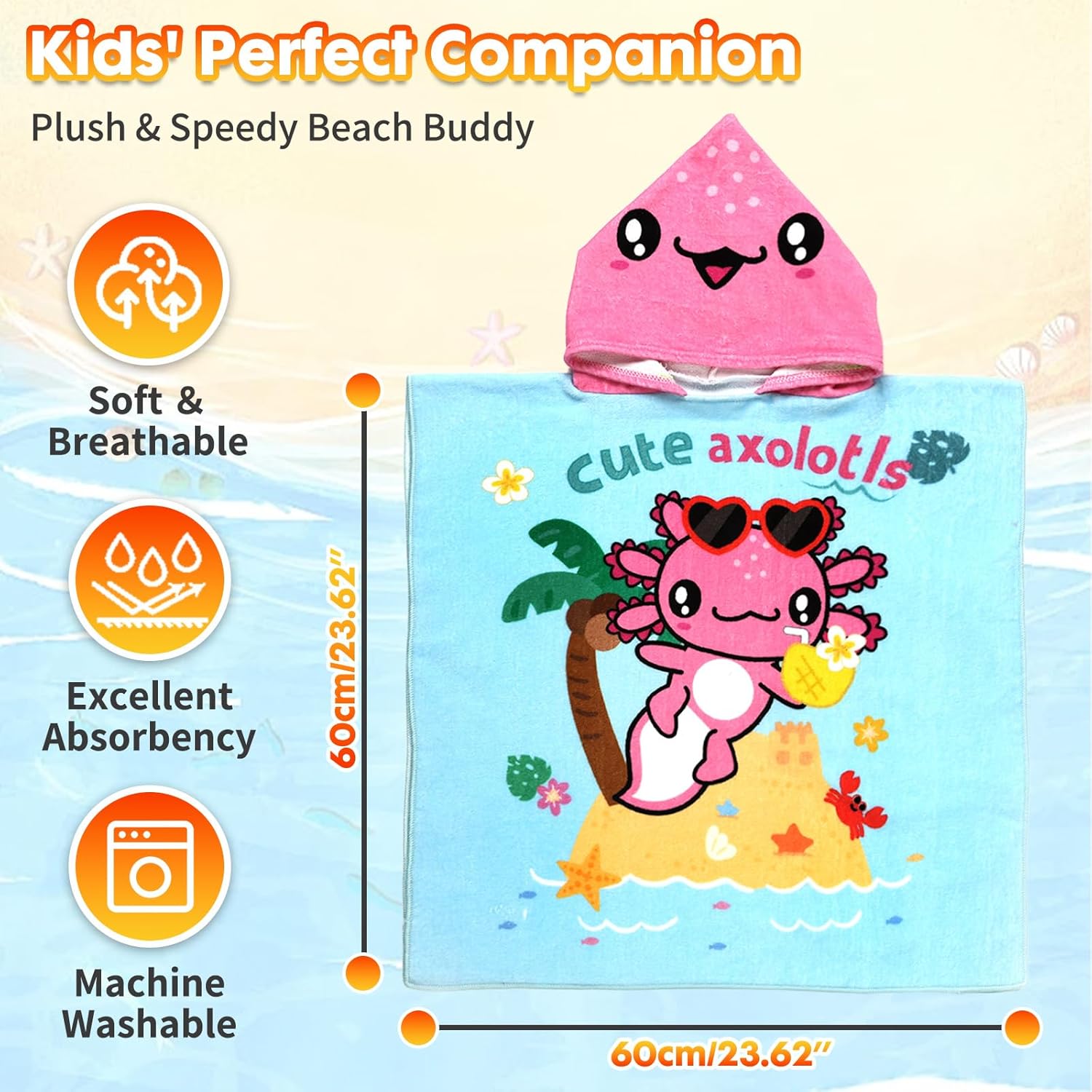 PinkSheep Kids Beach Towel with Hood and Buckle 1