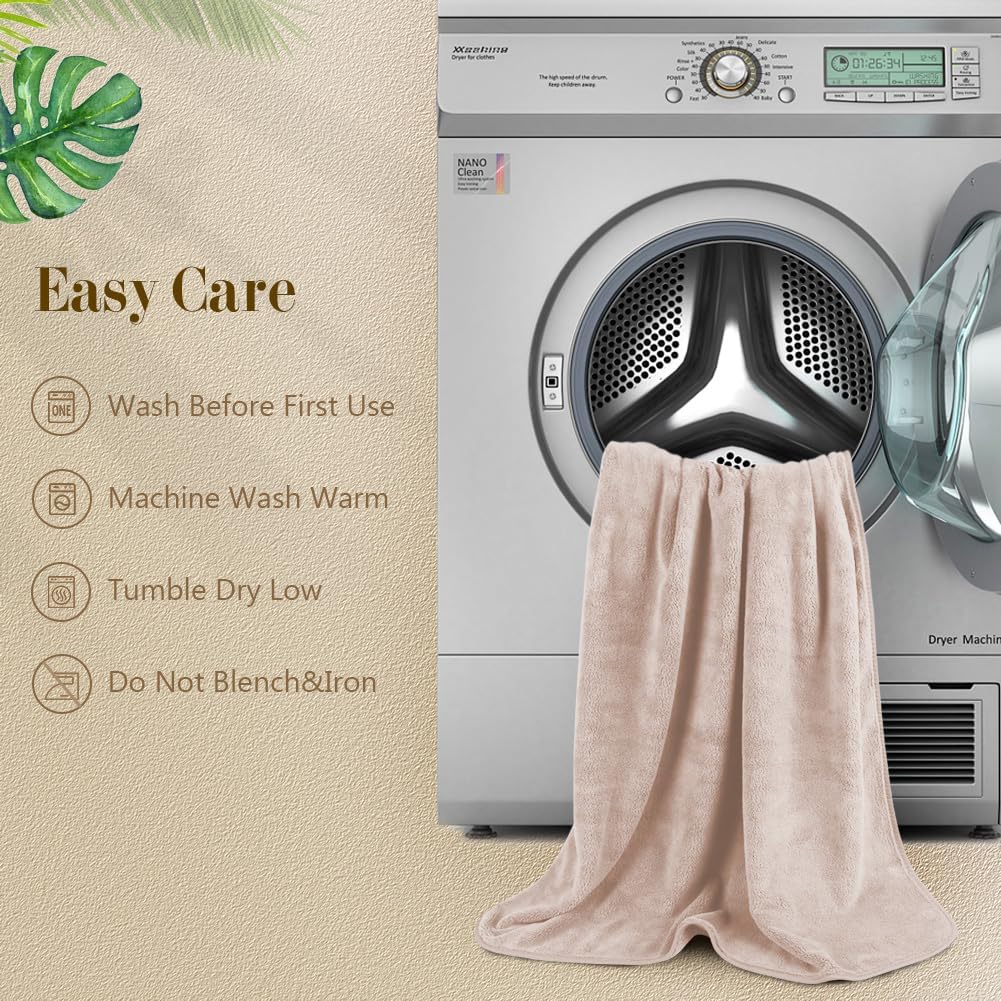 Orighty Microfiber Bath Towel Set - 4 Pack Soft Absorbent Quick Drying Brown