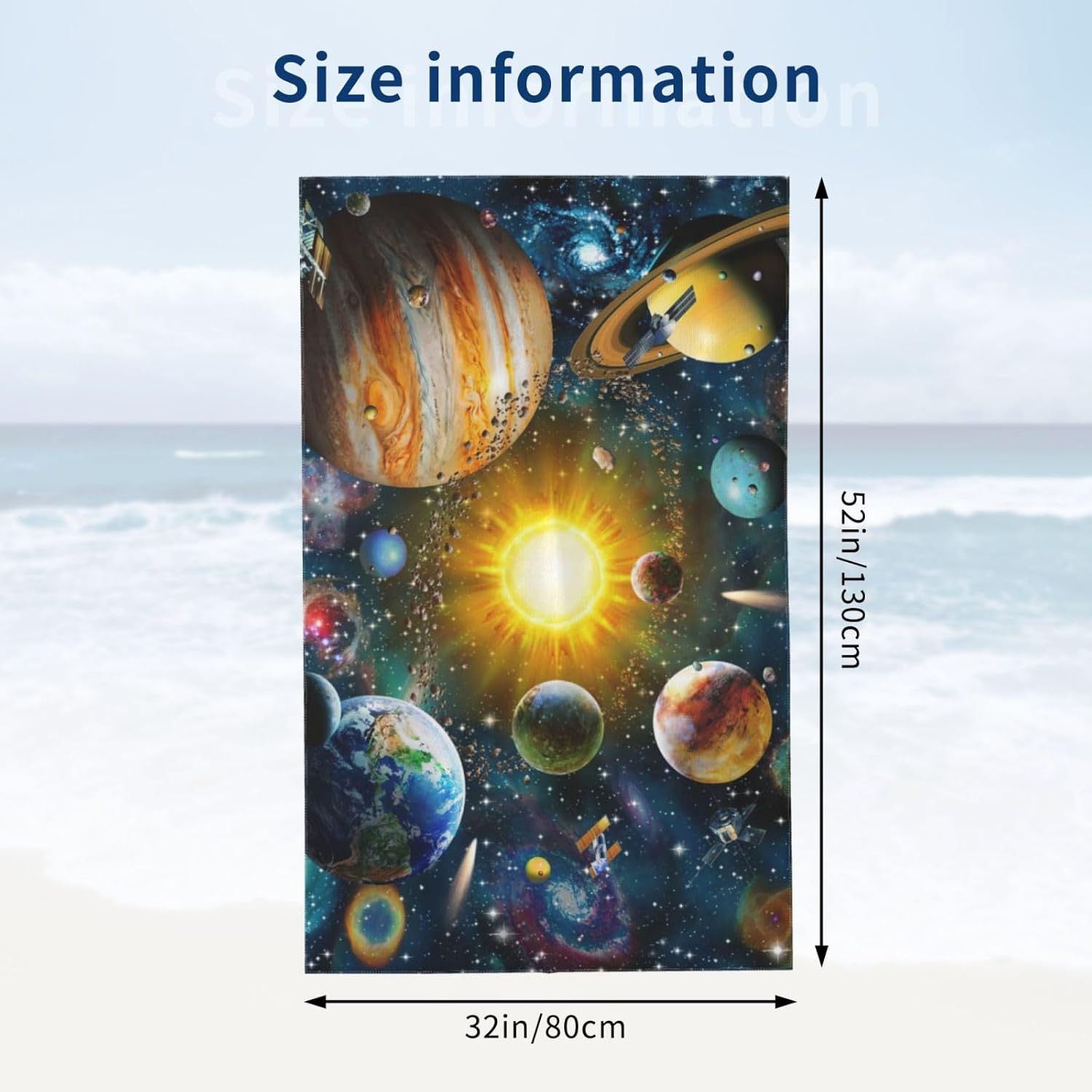 Solar System Microfiber Beach Towel Blanket - Sand Proof Quick Dry 32X55
