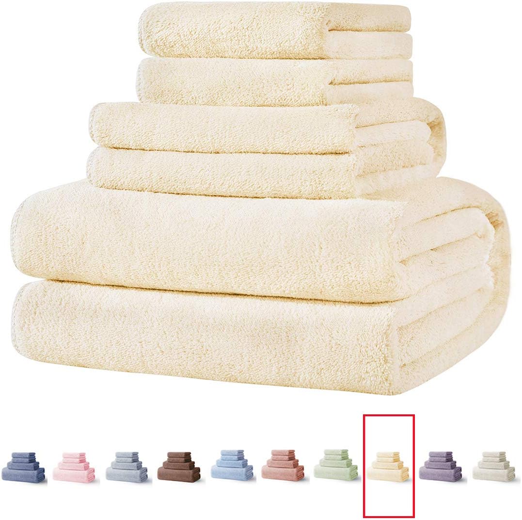 Xinrjojo 4-Piece Microfiber Towel Set - Cream 1