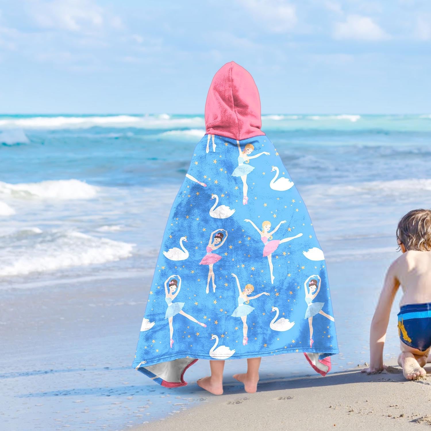 Ritiga Dance Girls Hooded Beach Towel for Kids 4-8