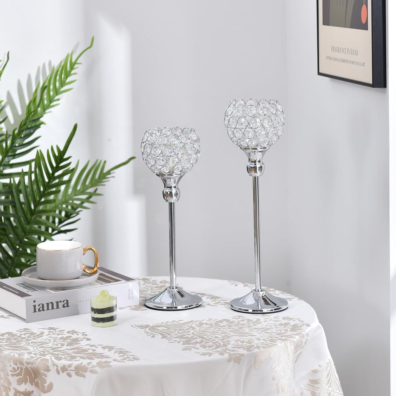 VINCIGANT Crystal Votive Candle Holders Set of 2