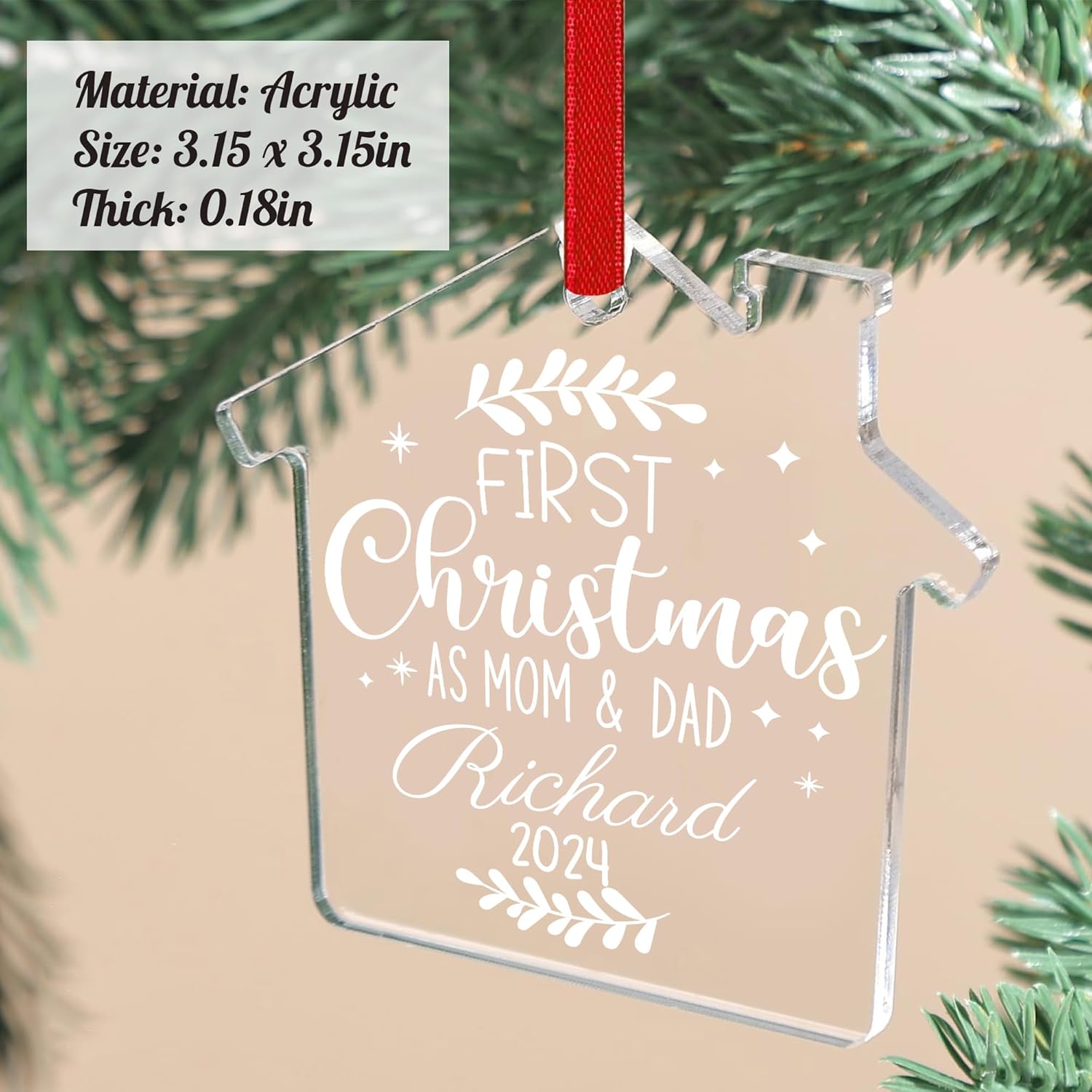 Personalized Babys First Christmas Acrylic Ornament 1