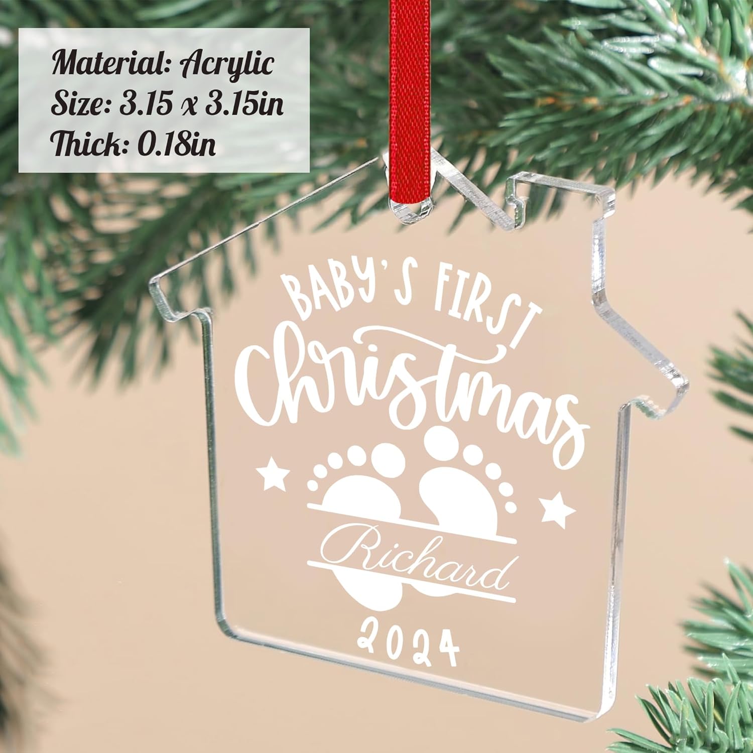 Personalized Babys First Christmas Ornament 2024