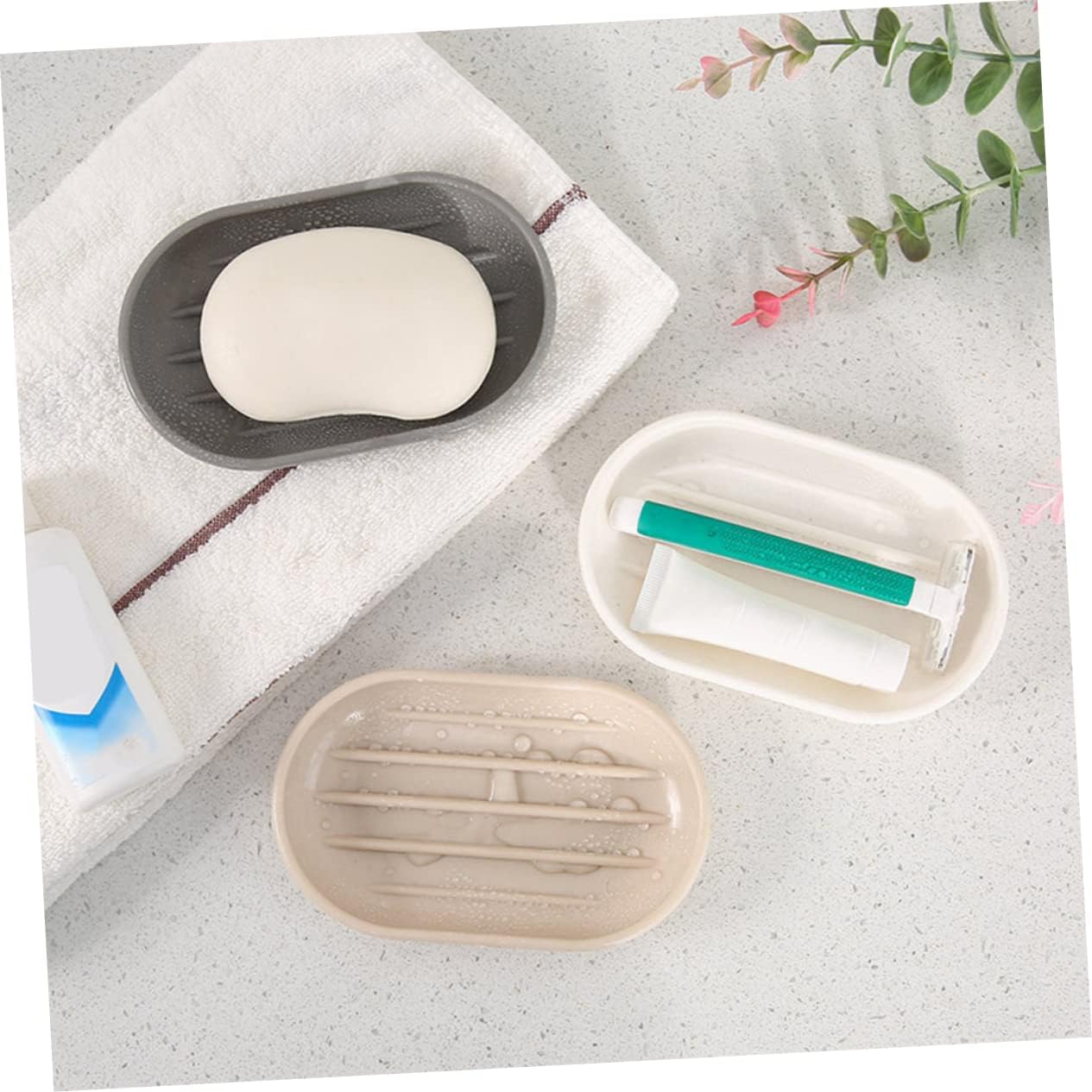 Alipis Oval Soap Holder Beige Pp Material