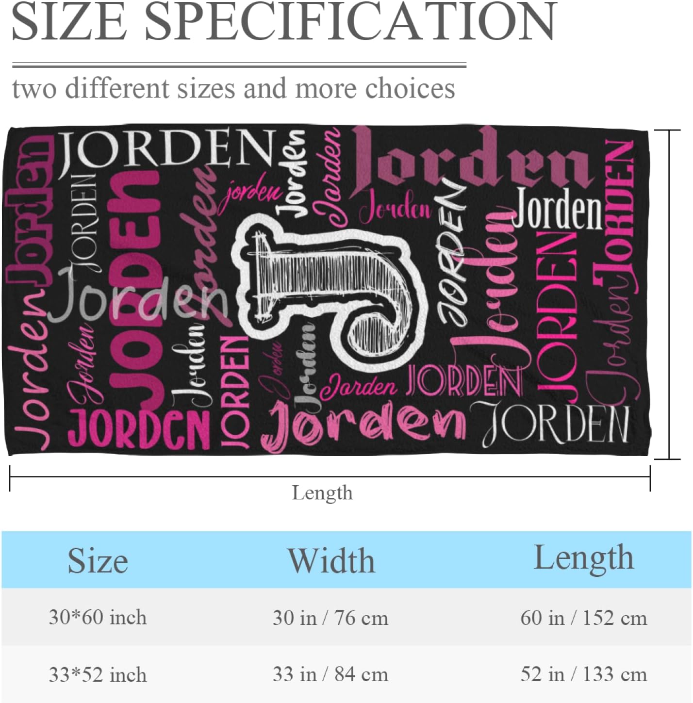 Custom Beach Towels with Names - Black Pink