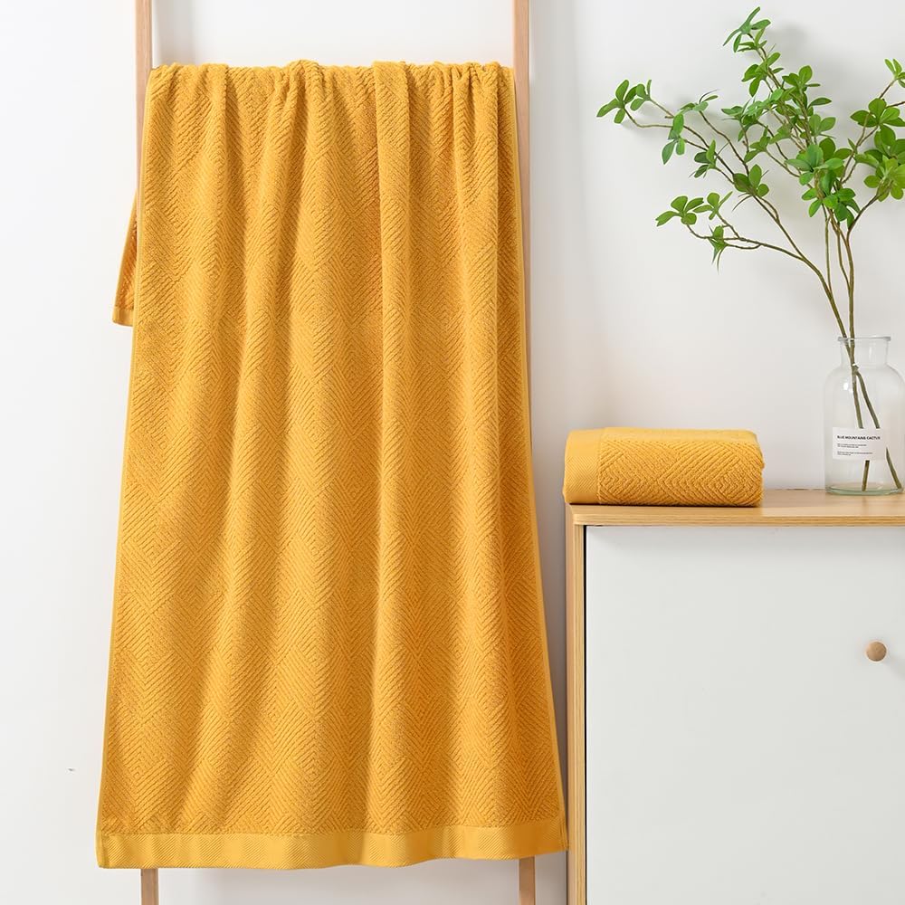Sense Gnosis Yellow Striped Bath Towels Set of 2