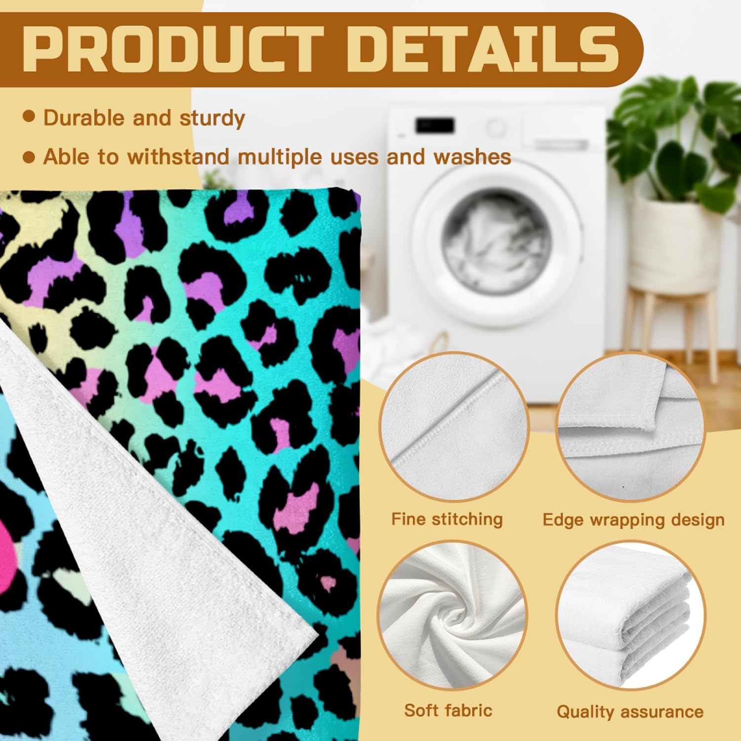 Custom Name Beach Towel with Leopard Print
