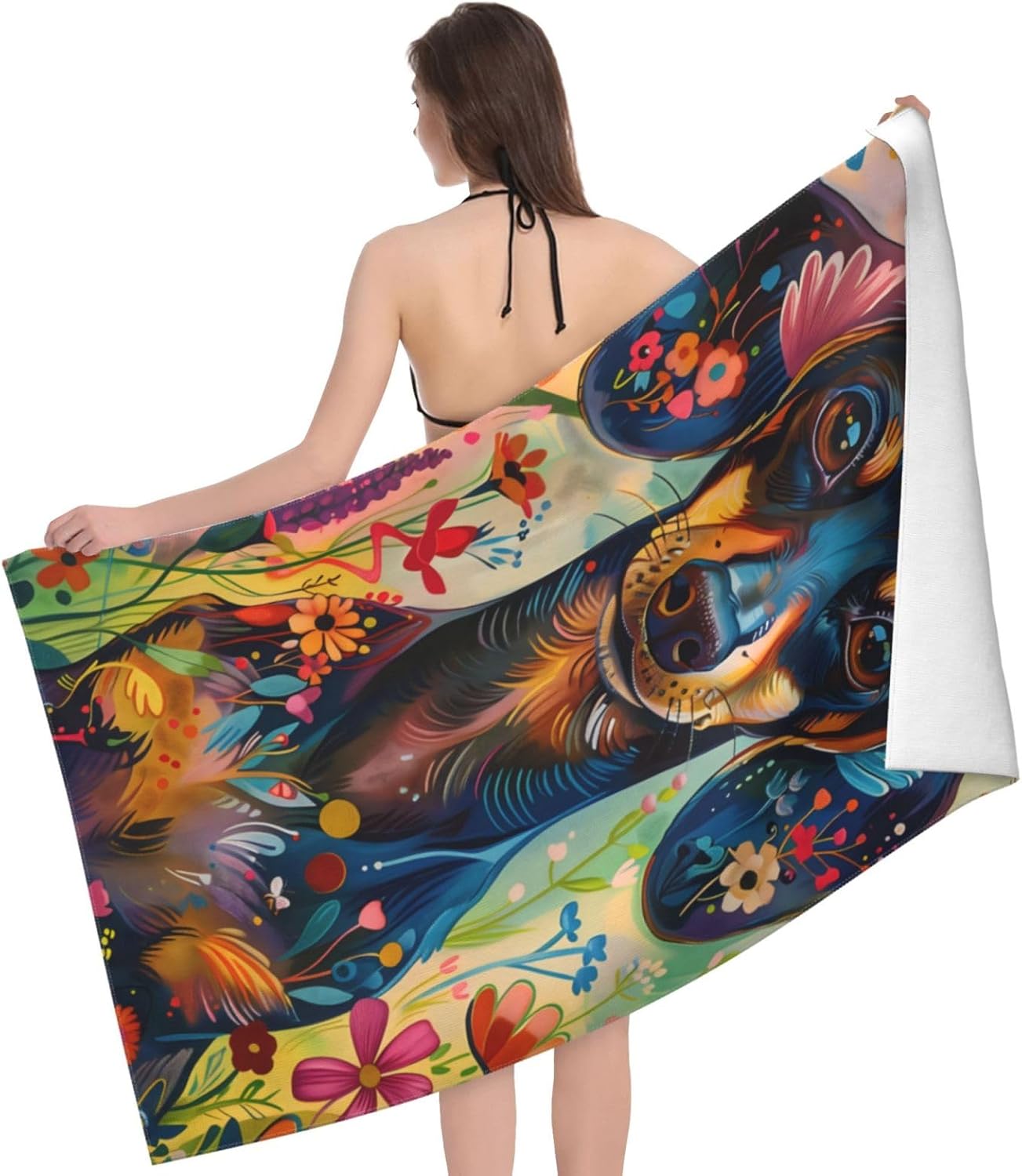 Colorful Dachshund Beach Towel 31x51 Inches