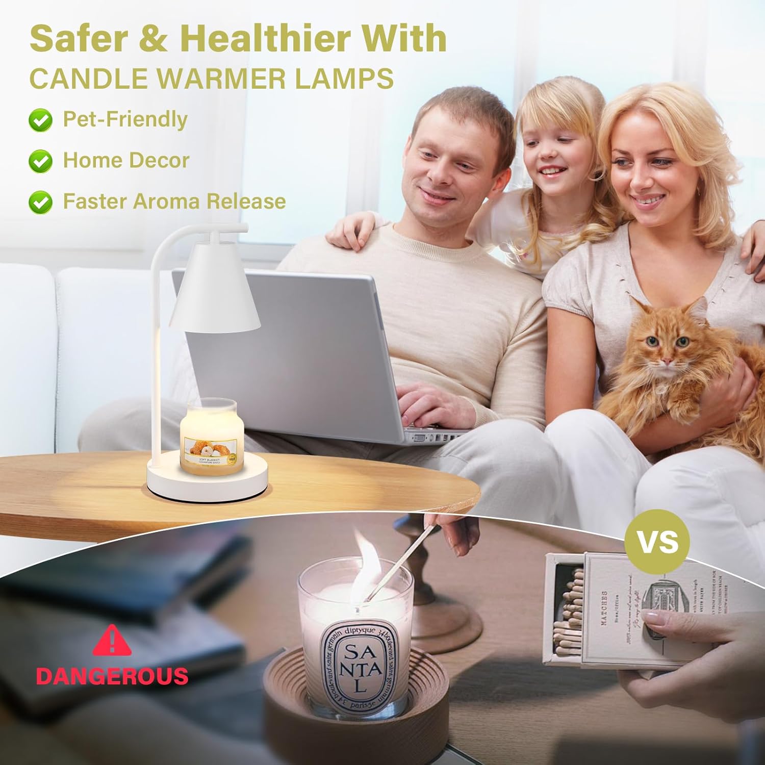 Hong-in White Candle Warmer with Timer - 2 Bulbs 1