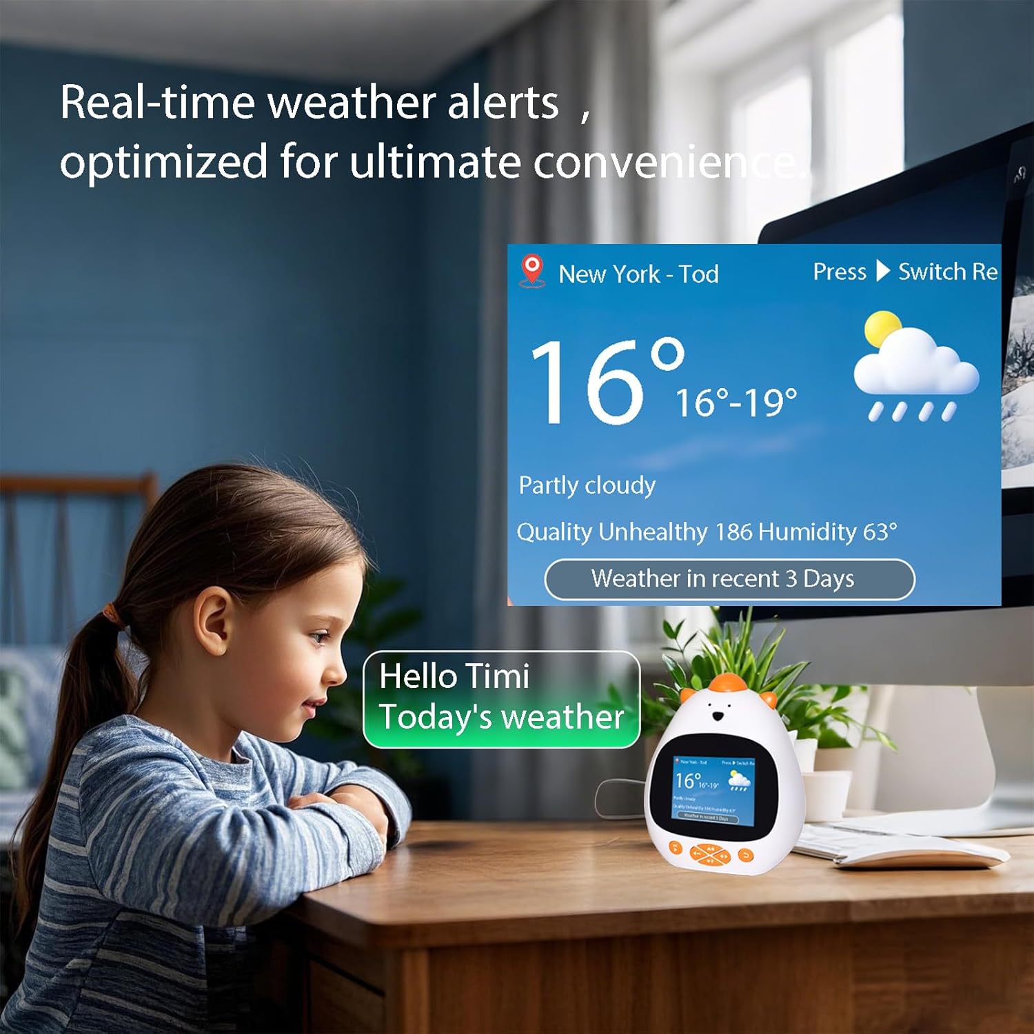 AI Voice Alarm Clock for Kids Sleep Trainer Smart Wake Clock
