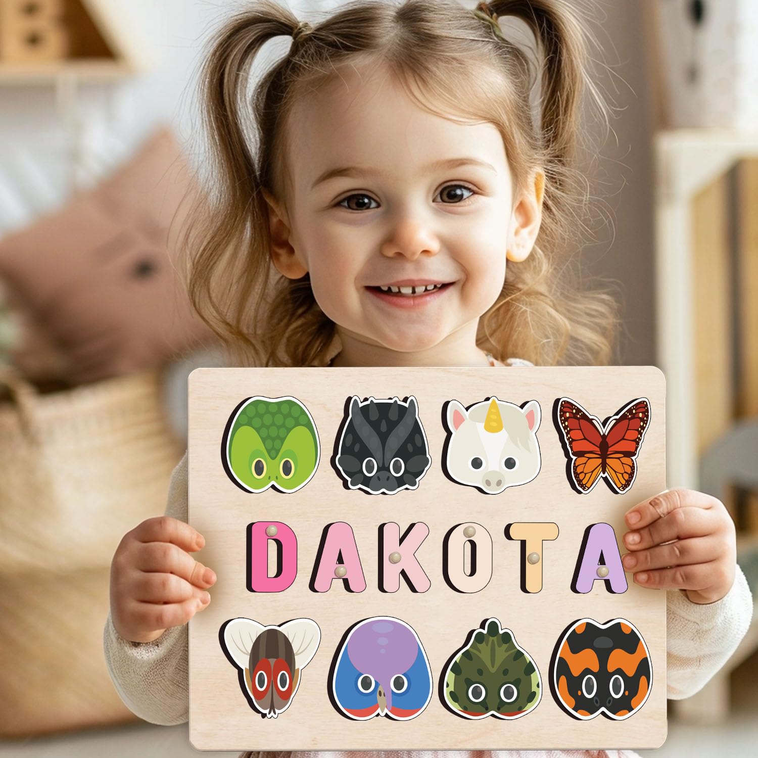 Personalized Wooden Name Puzzle for Toddlers 1-3