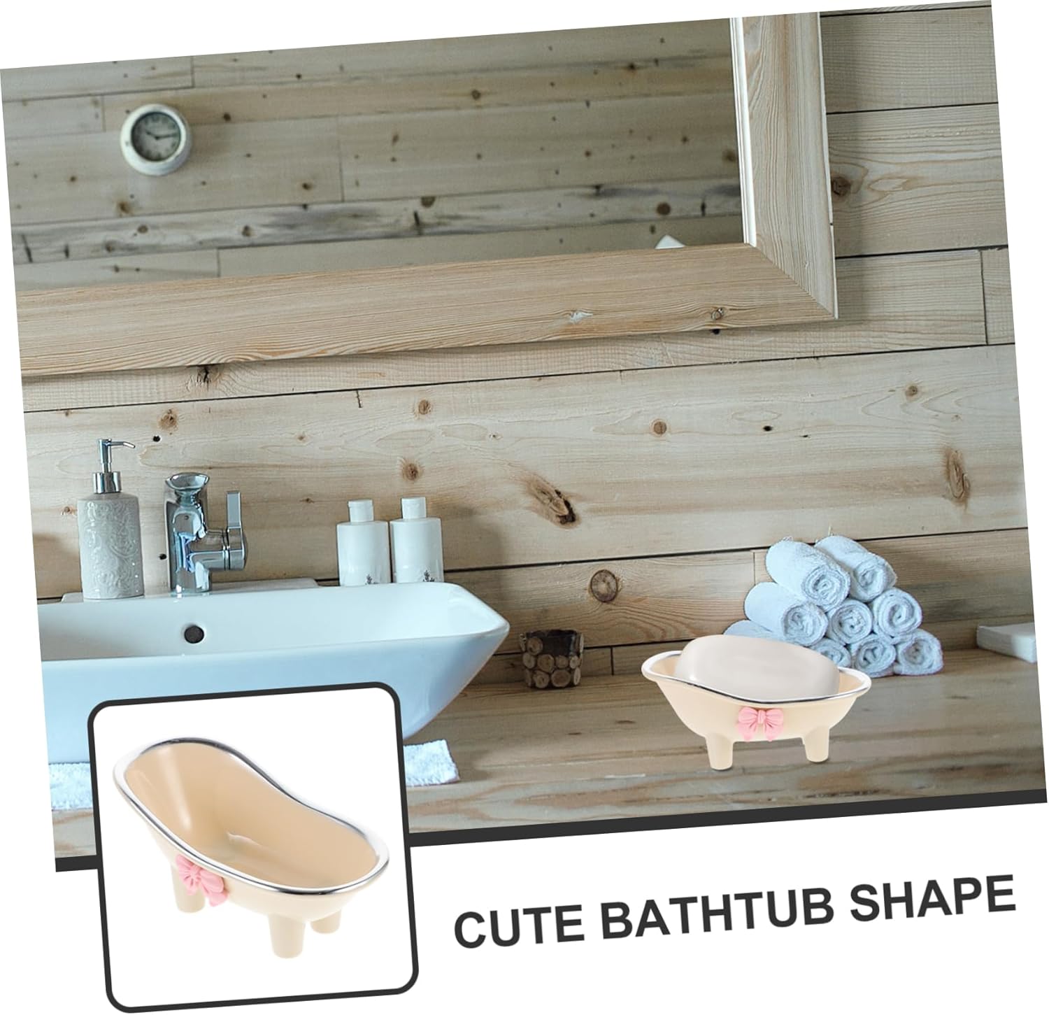 GLEAVI Bathtub Shape Soap Dish Decorative Holder with Drain