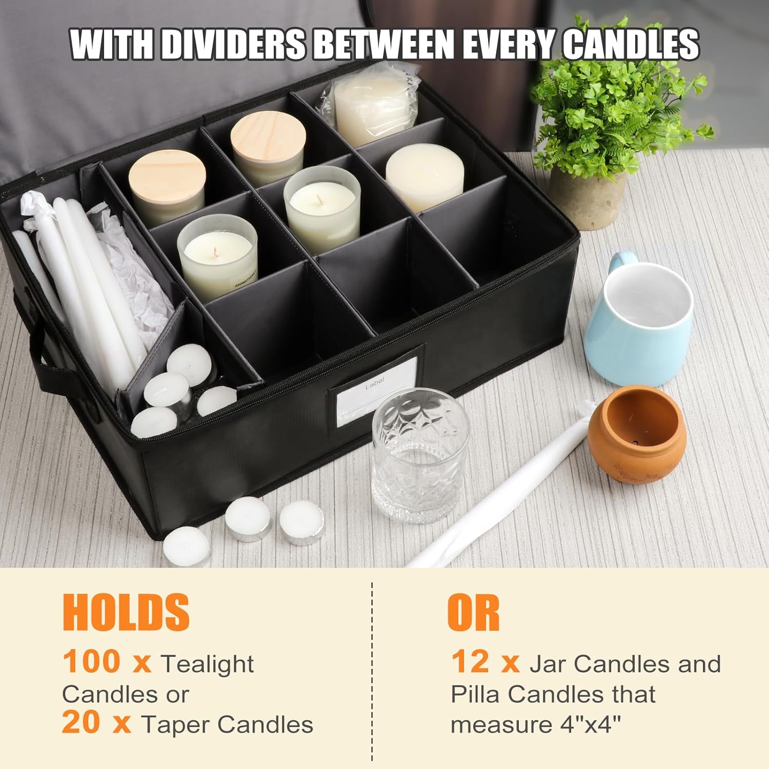 Fireproof Candle Storage Box with Dividers and Ziplock Bags 1