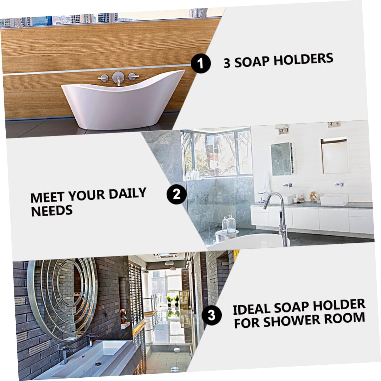 IMIKEYA 3pcs Round Bamboo Soap Dish Holder for Bathroom Kitchen