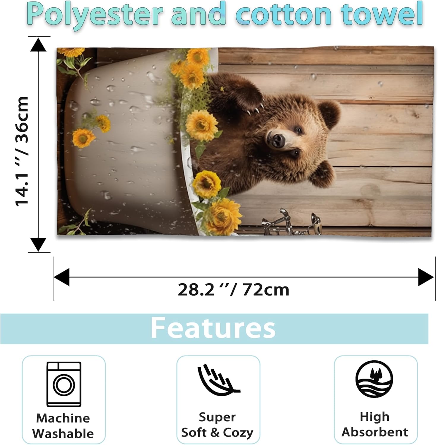 CXULIN 2 Pack Funny Bear Hand Towel Set