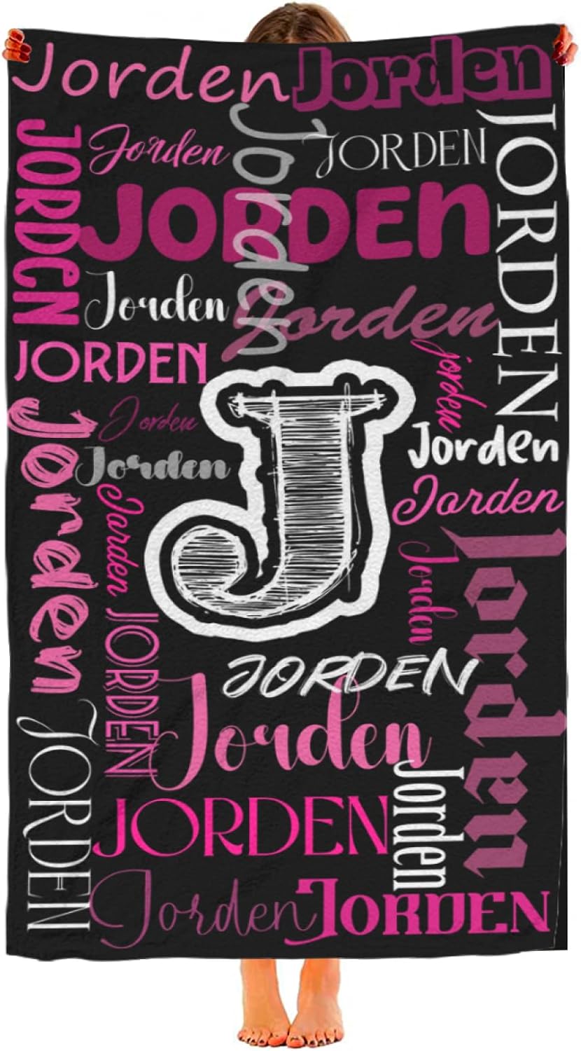 Custom Beach Towels with Names - Black Pink