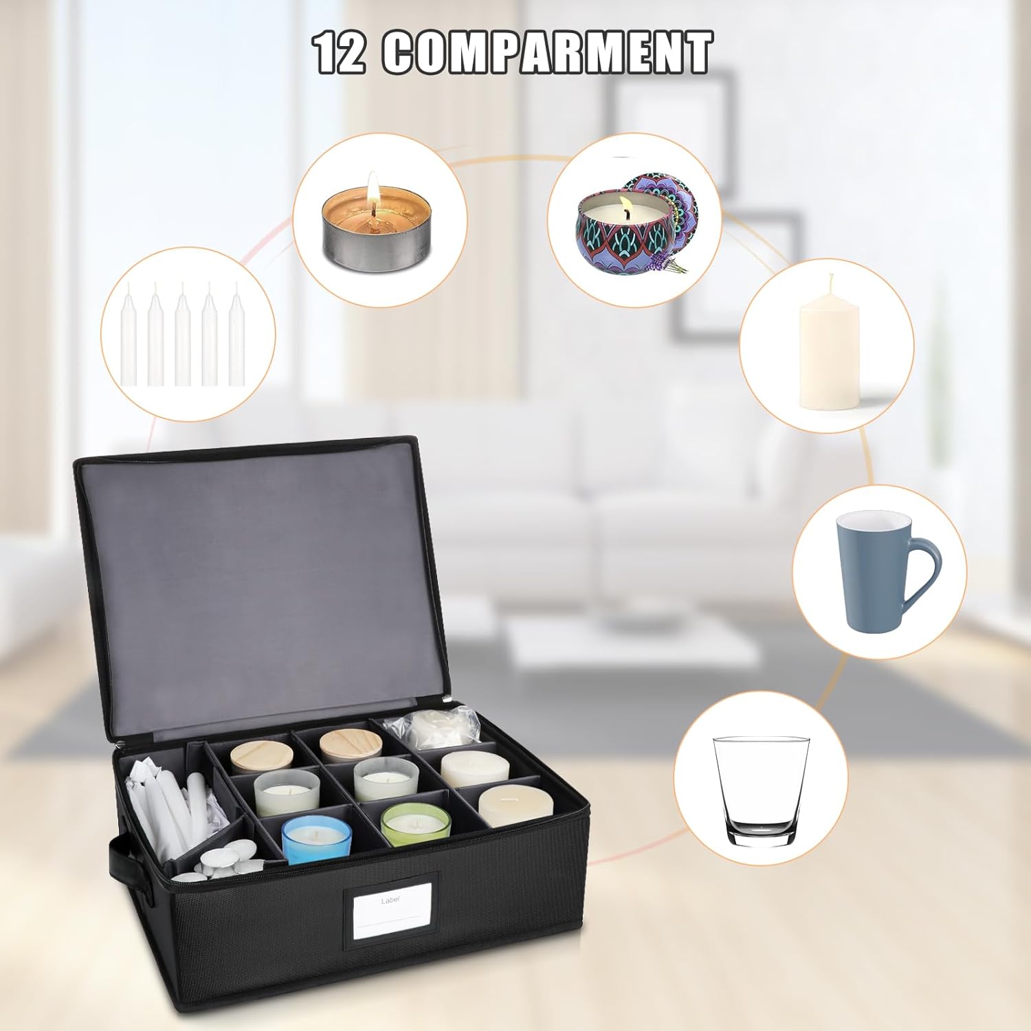 Fireproof Candle Storage Box with Dividers and Ziplock Bags 1