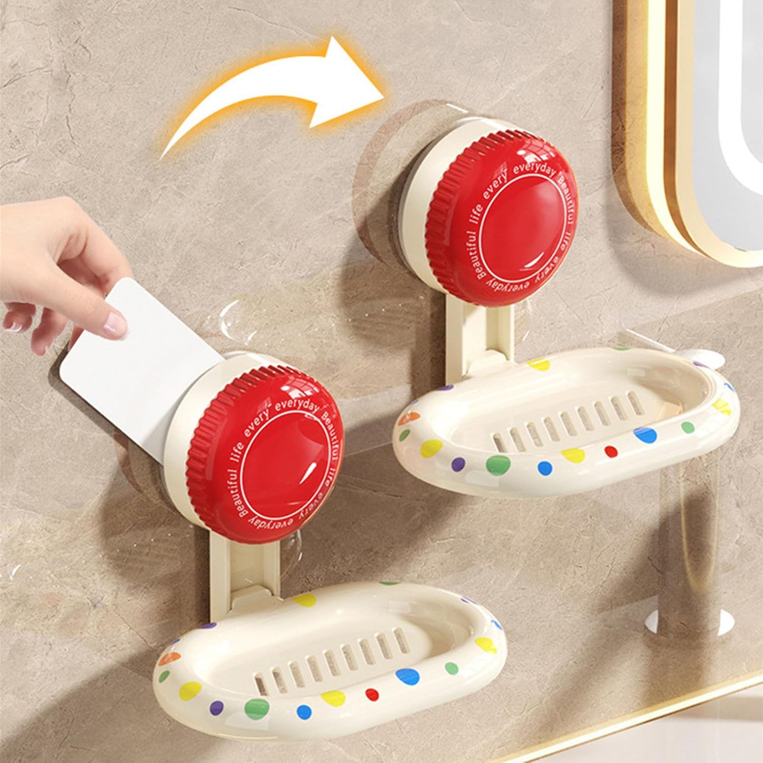 Suction Cup Soap Dish for Shower Red