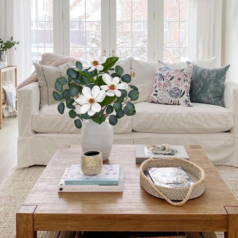 Briful 27in Artificial Eucalyptus Magnolia Greenery Bouquet 1