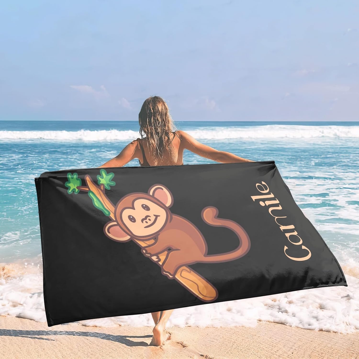 Monkey Branches Personalized Beach Towel for Adults Kids 60x30