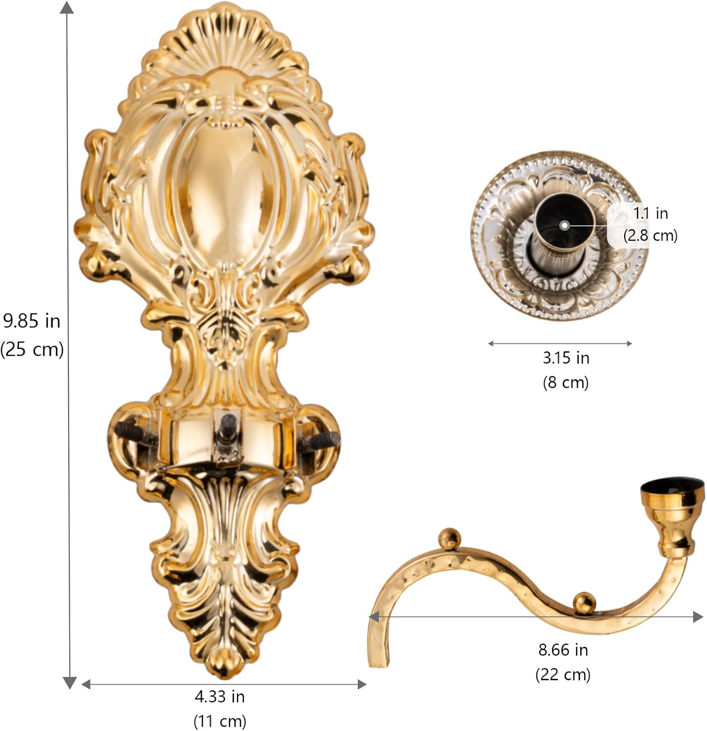 Capesaro 3-Candle Wall Sconces with Gold Crown