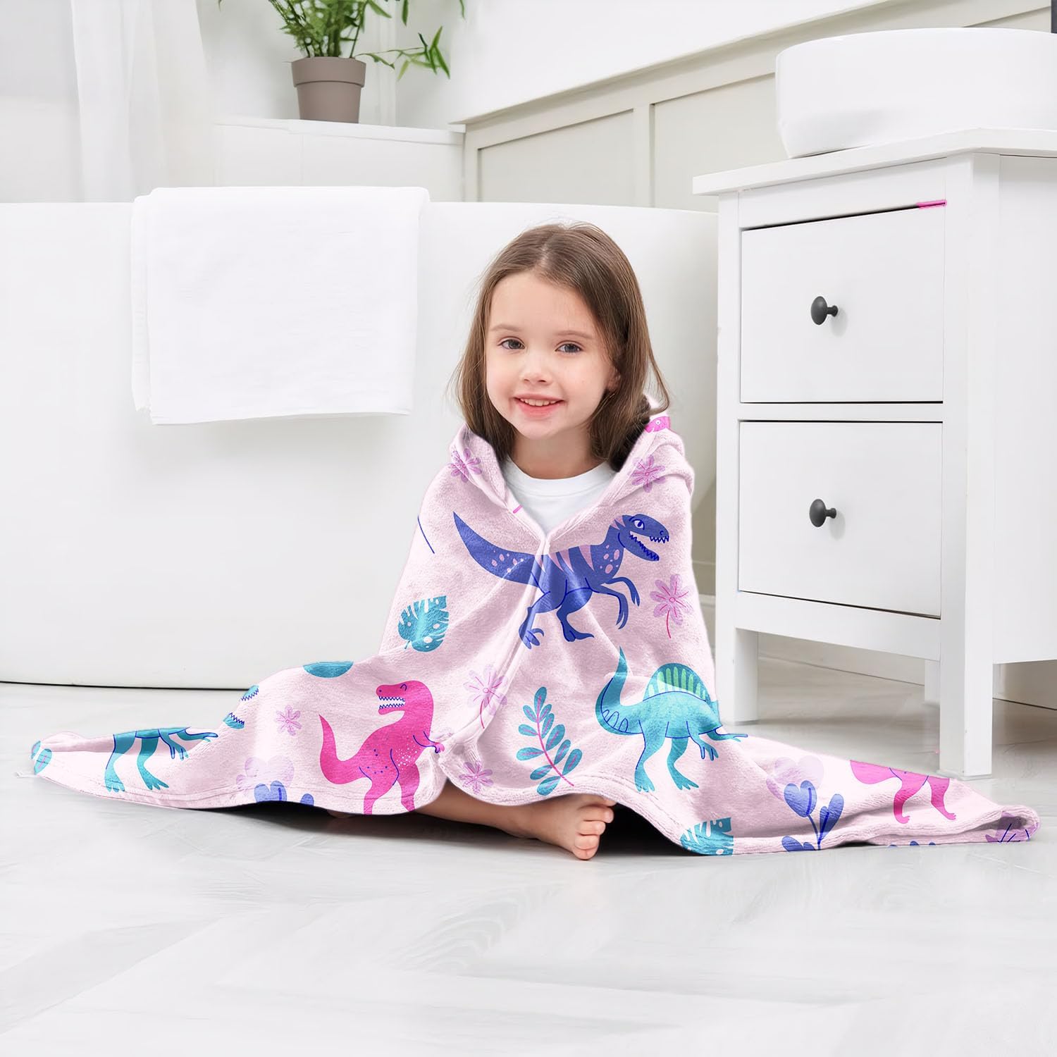 Ritiga Dinosaur Girls Beach Towel with Hoodie