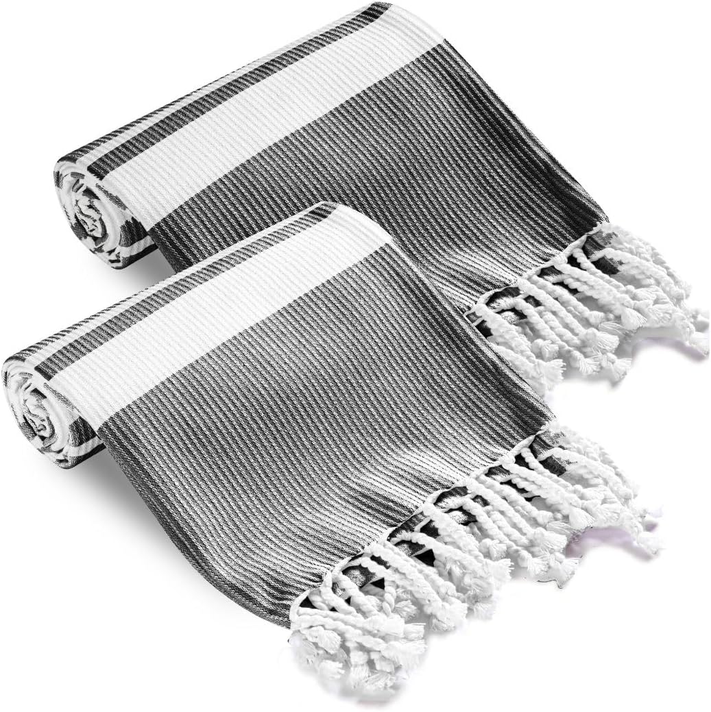 Set of 2 Turkish Peshtemal Towels - 40x70 Inch Grey