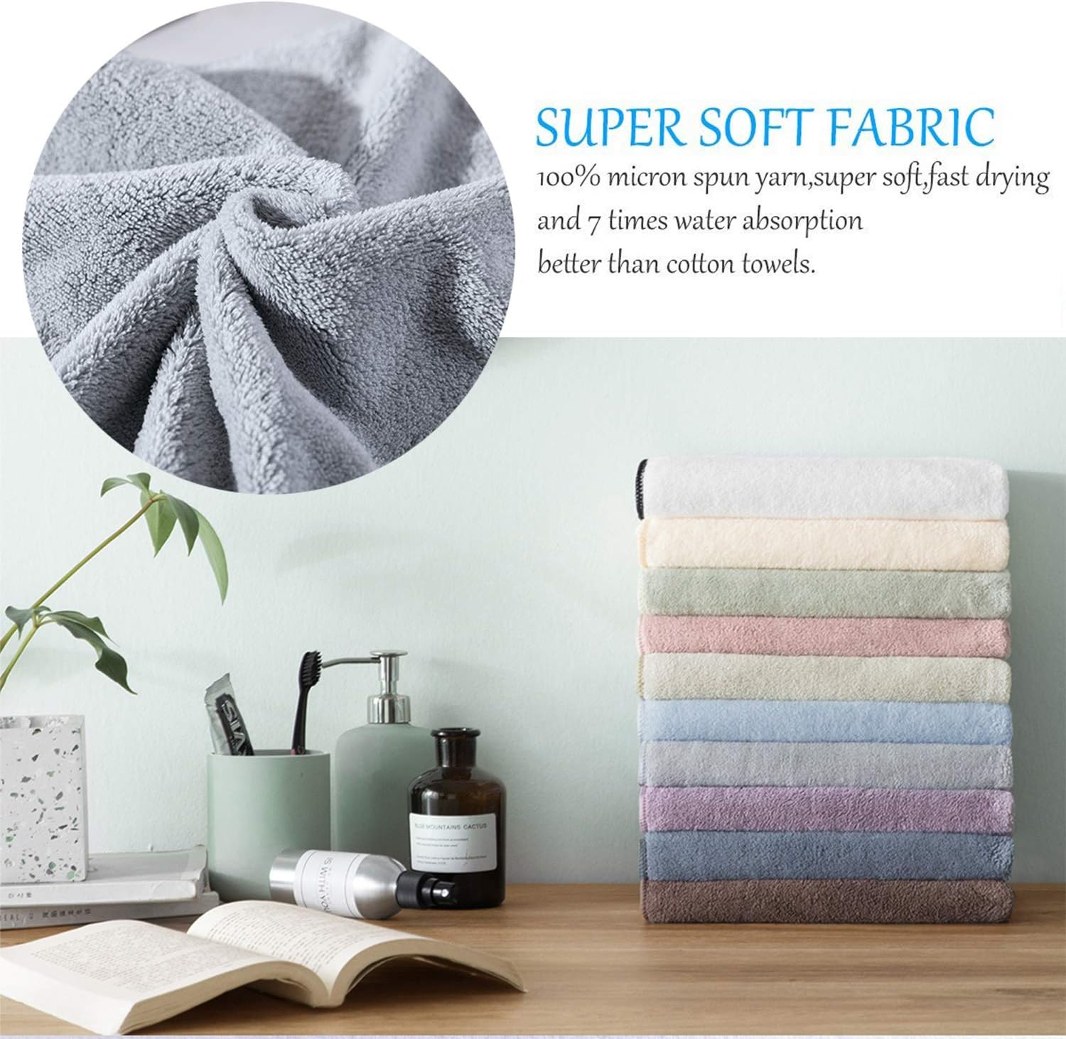 Xinrjojo 4 Piece Microfiber Bath Towel Set Quick Dry Travel Yoga Towels - Gray