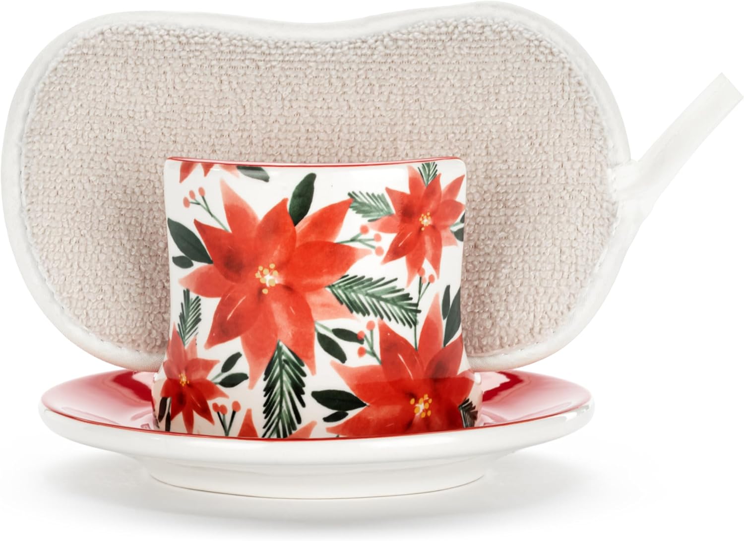 byDesign Holiday Bright Red and White Soap Dish Set