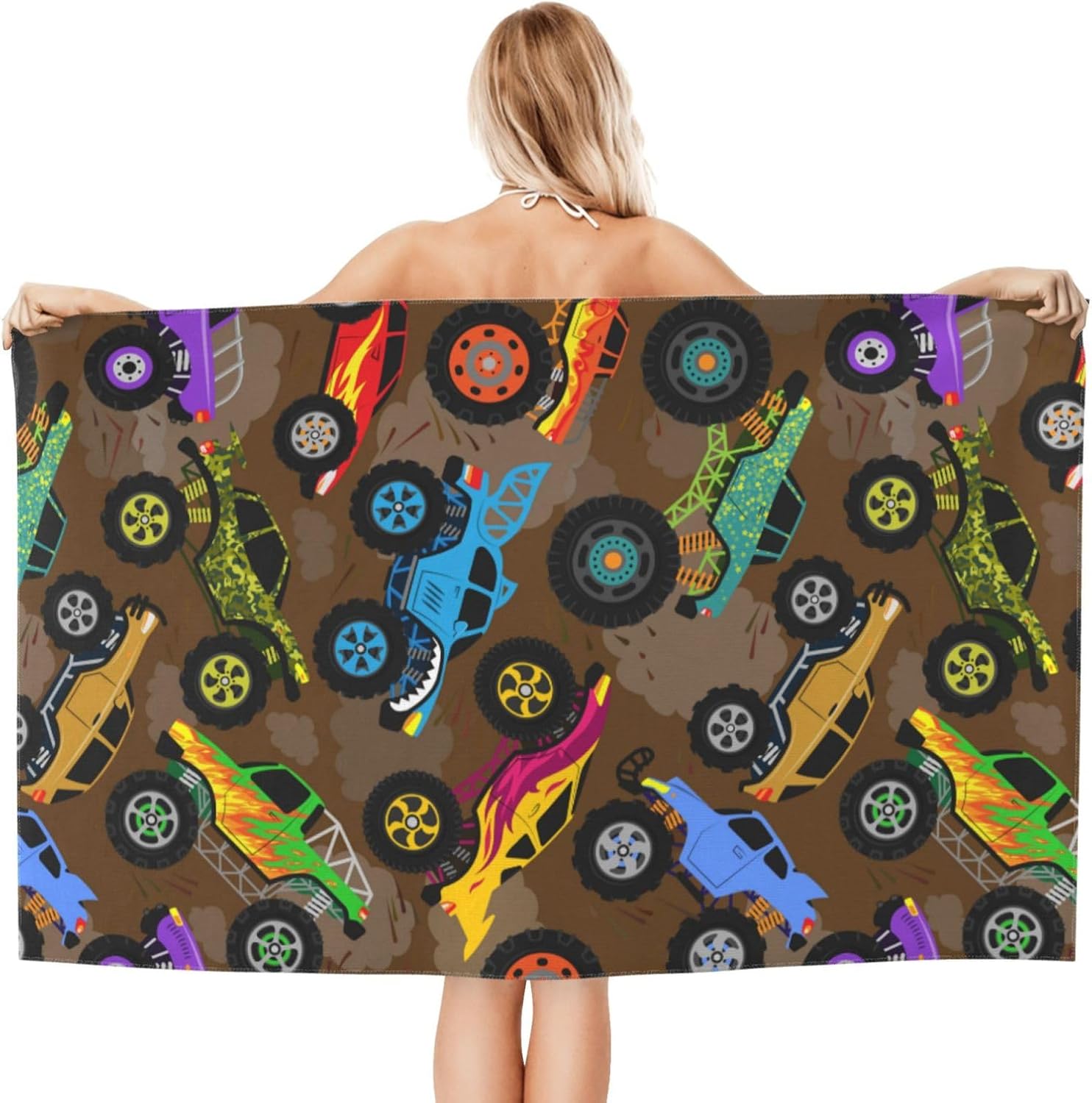 HKHEHOP Monster Vintage Truck Cartoon Beach Towel