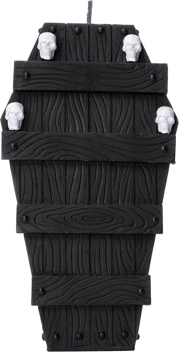 GUTE Skull Candle with Coffin Skeleton 7x5 Inches