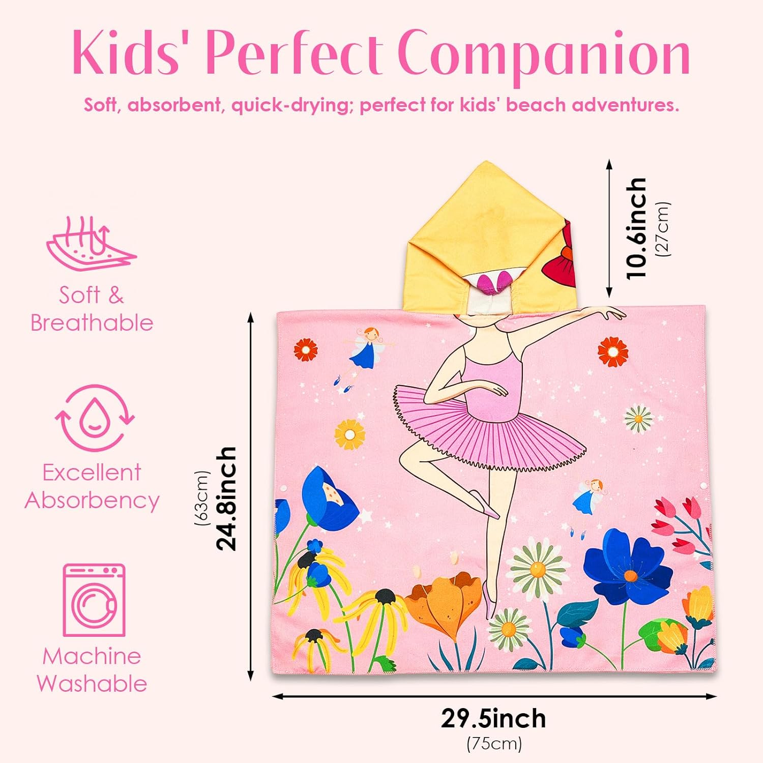 Ythuil Kids Hooded Beach Towel with Backpack