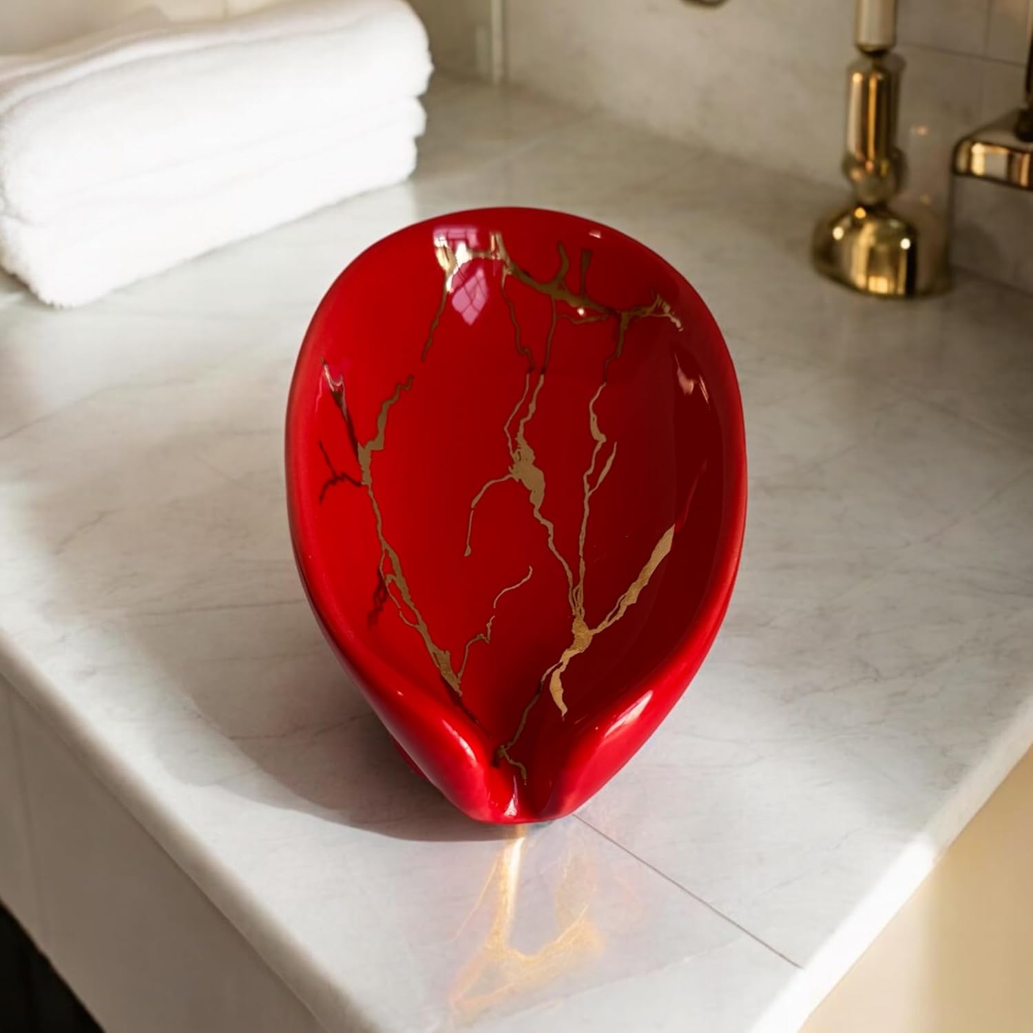 Luxury Porcelain Soap Dish Holder for Bathroom 1 Red