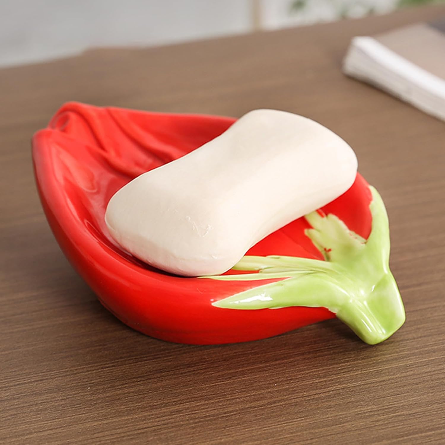 1PC Rose Flower Ceramic Soap Dish for Bathroom Kitchen