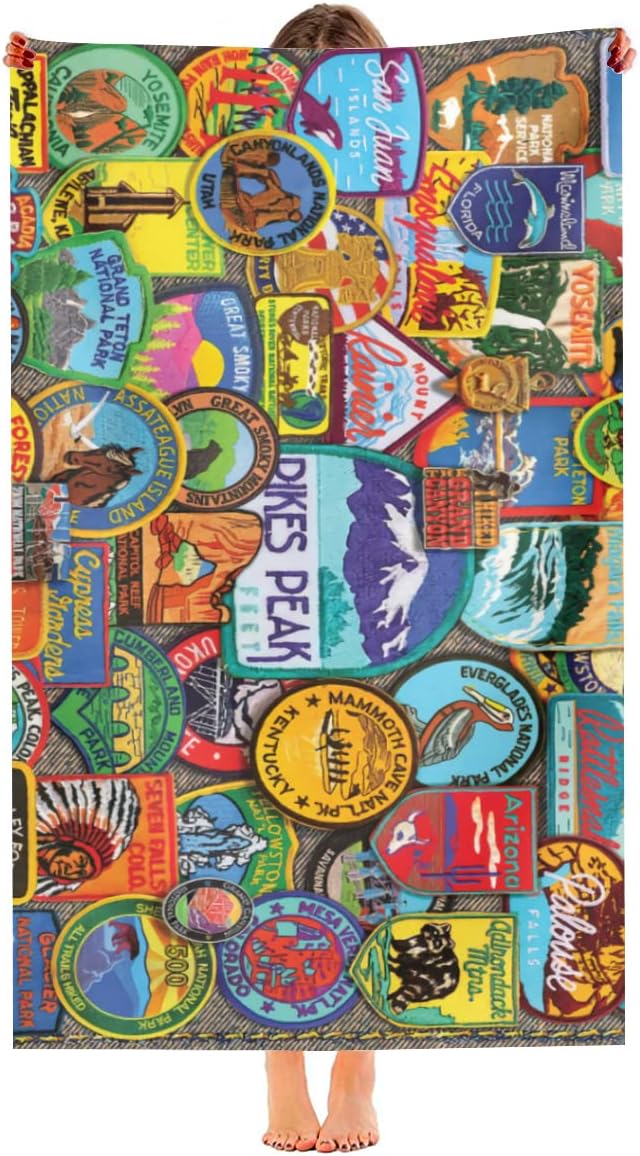 National Parks Badges Microfiber Sand Free Beach Towel