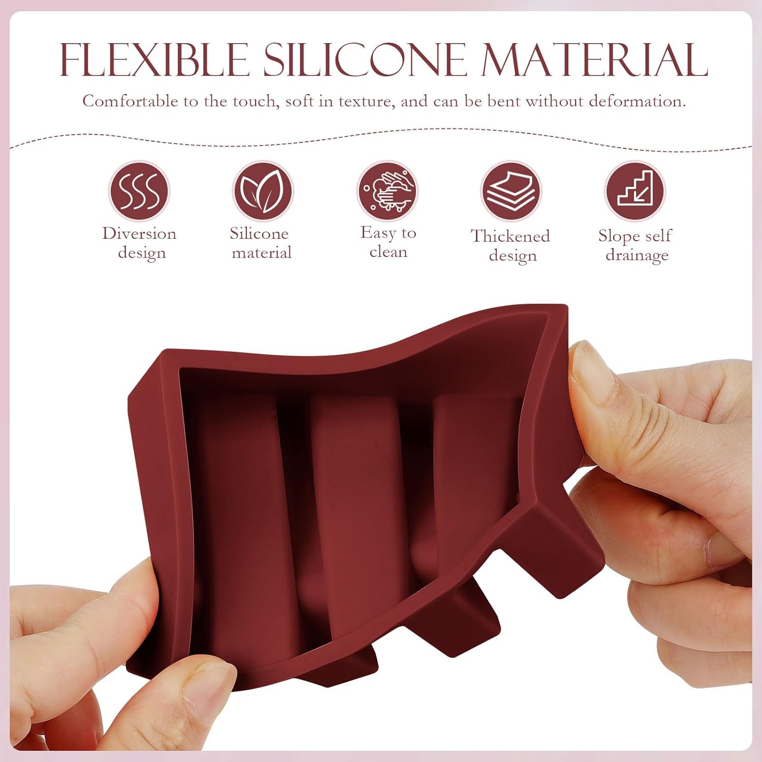 SAISN Silicone Soap Dish 2 Pack Non-Slip Self Draining