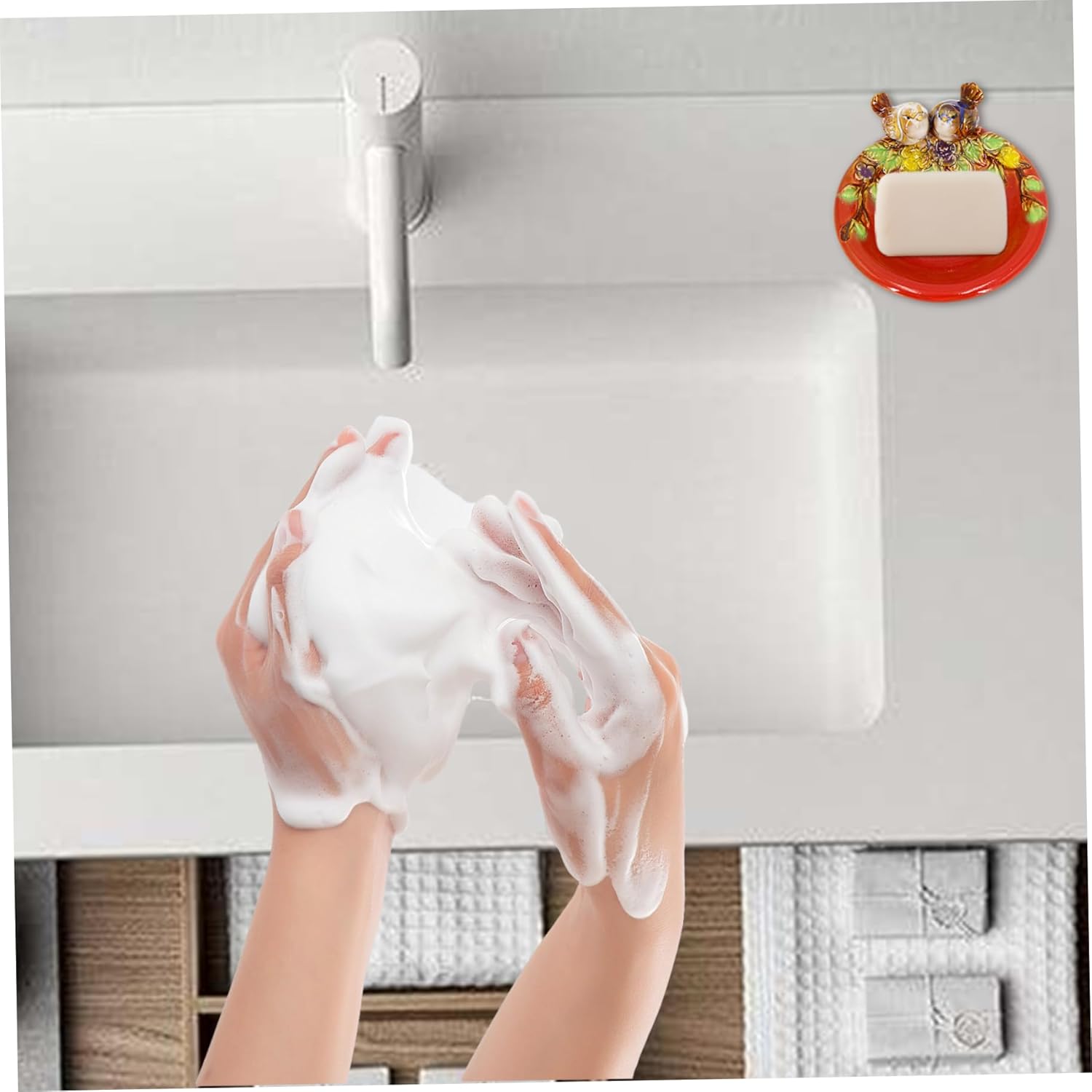 Nyutcwe Bird Soap Dish with Flower Leaf Pattern
