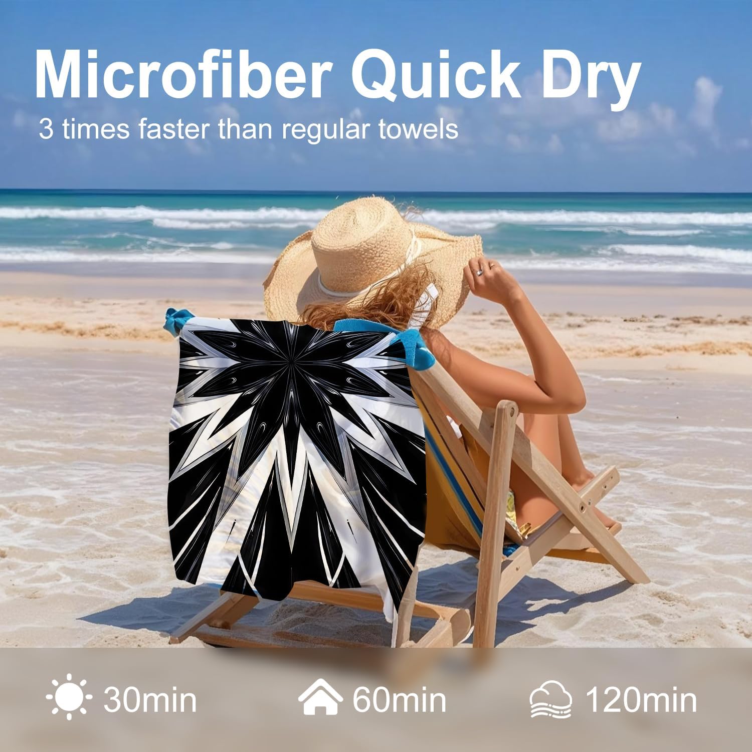 THISFIND Microfiber Beach Towel 71x32 Extra Large Quick Dry Sand Free