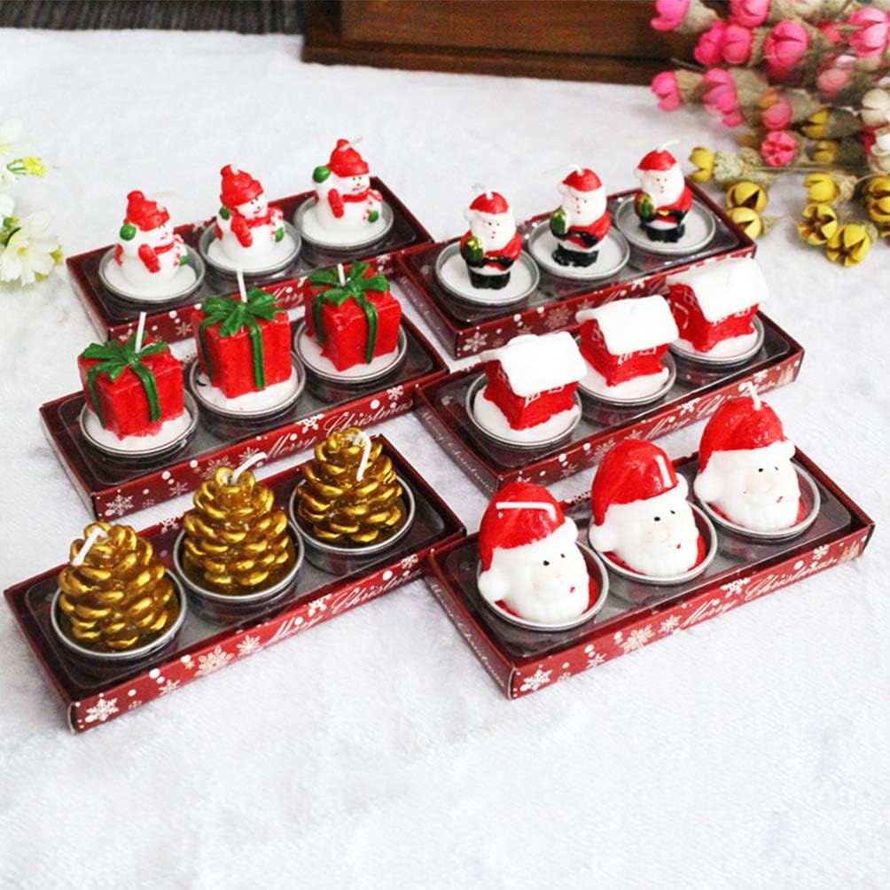 Amosfun 3 Pcs Christmas Candles Decorative Ornaments