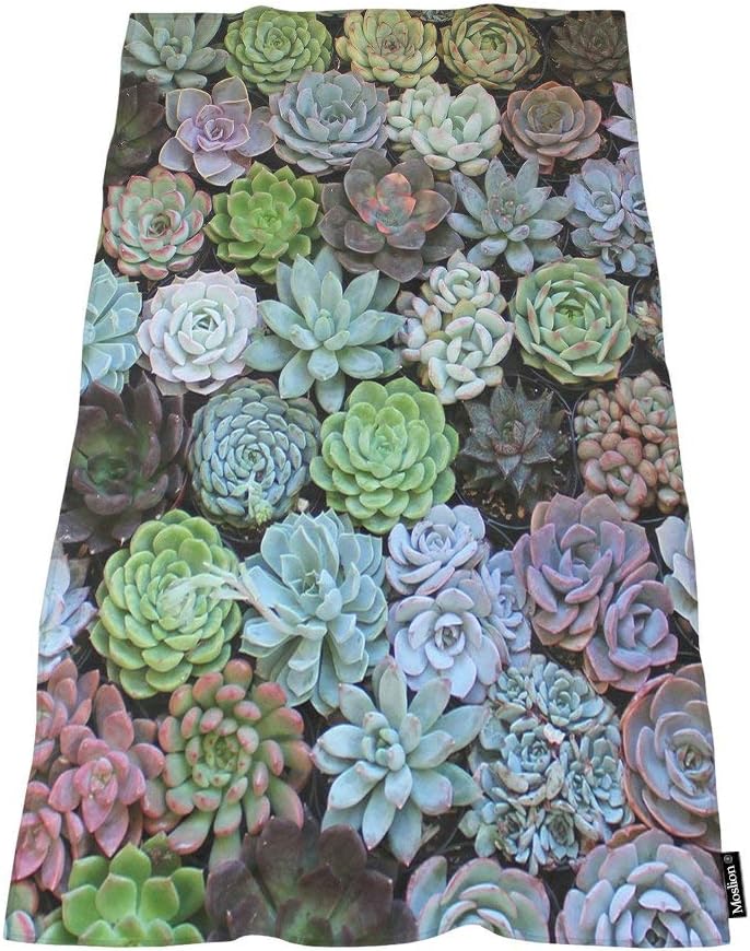 Moslion Comfy Bath Towel with Cute Succulent Design