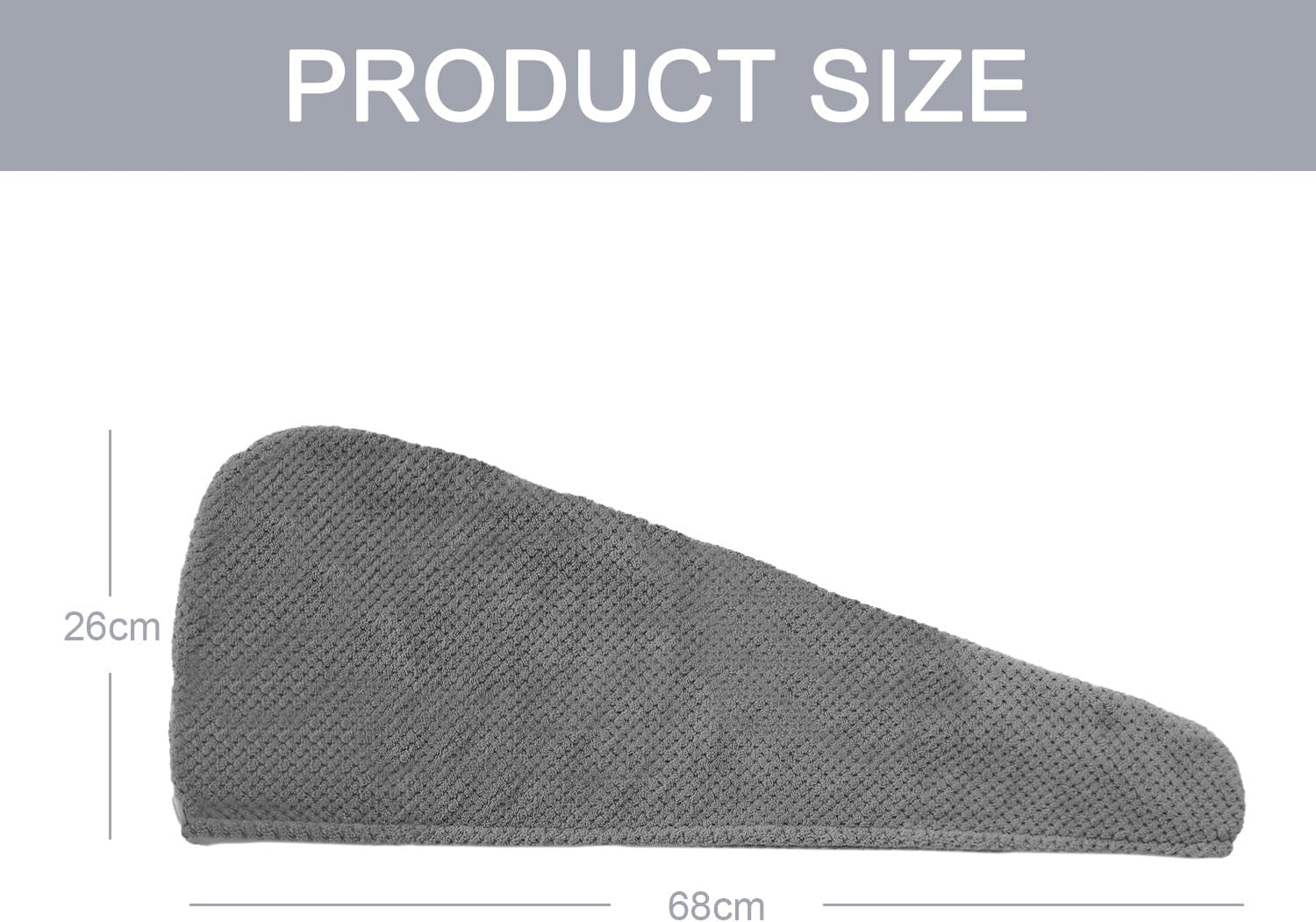 MaopaoBeauty 2 Pack Hair Drying Towels with Button Design - Grey