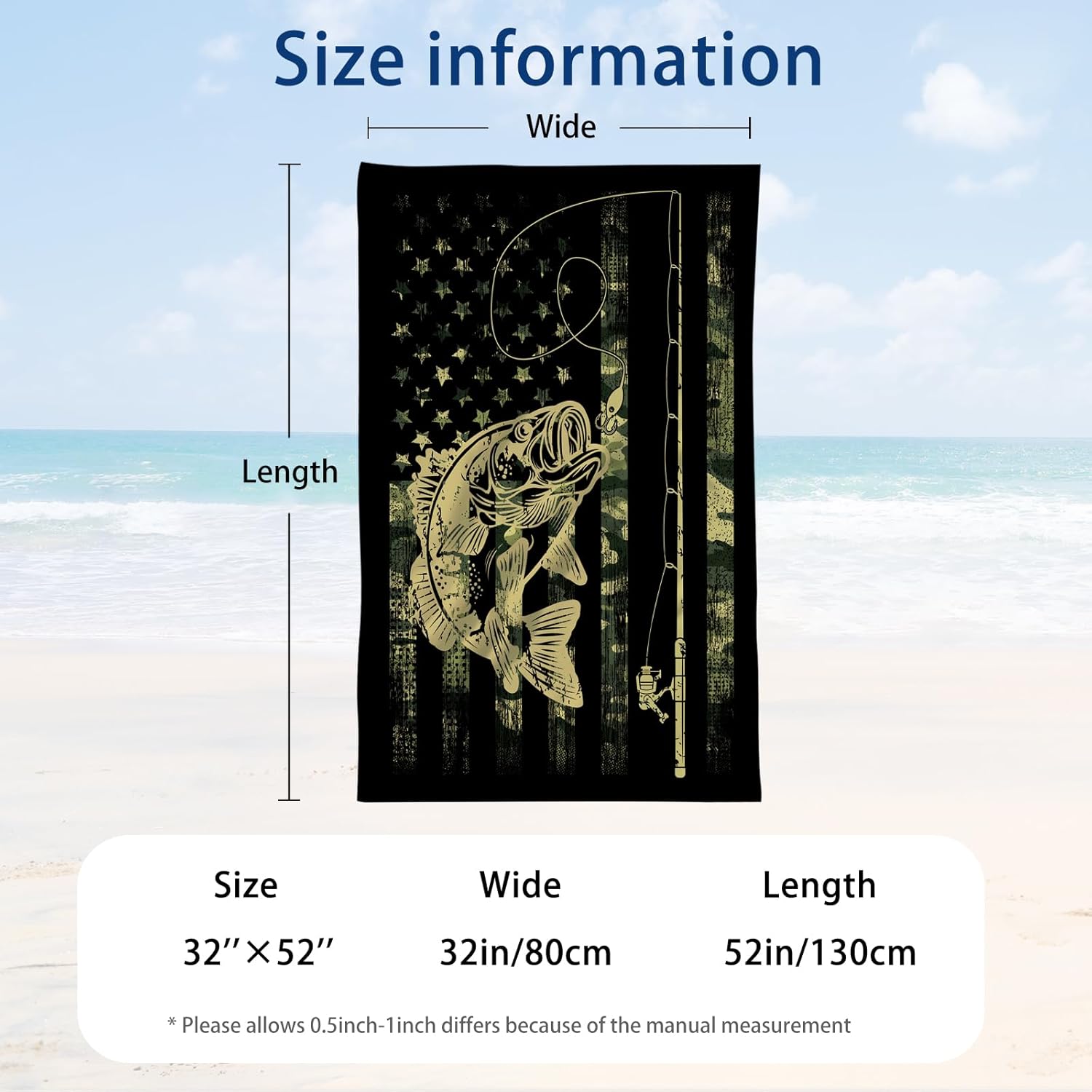 WZOMT Microfiber Camo Beach Towel 32x52 Inch