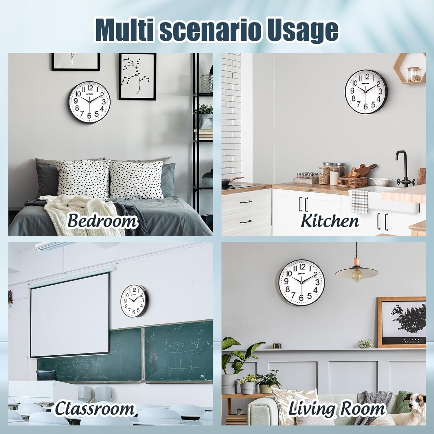 QPEUIM 10-Inch Battery Operated Wall Clock with 3D Dial