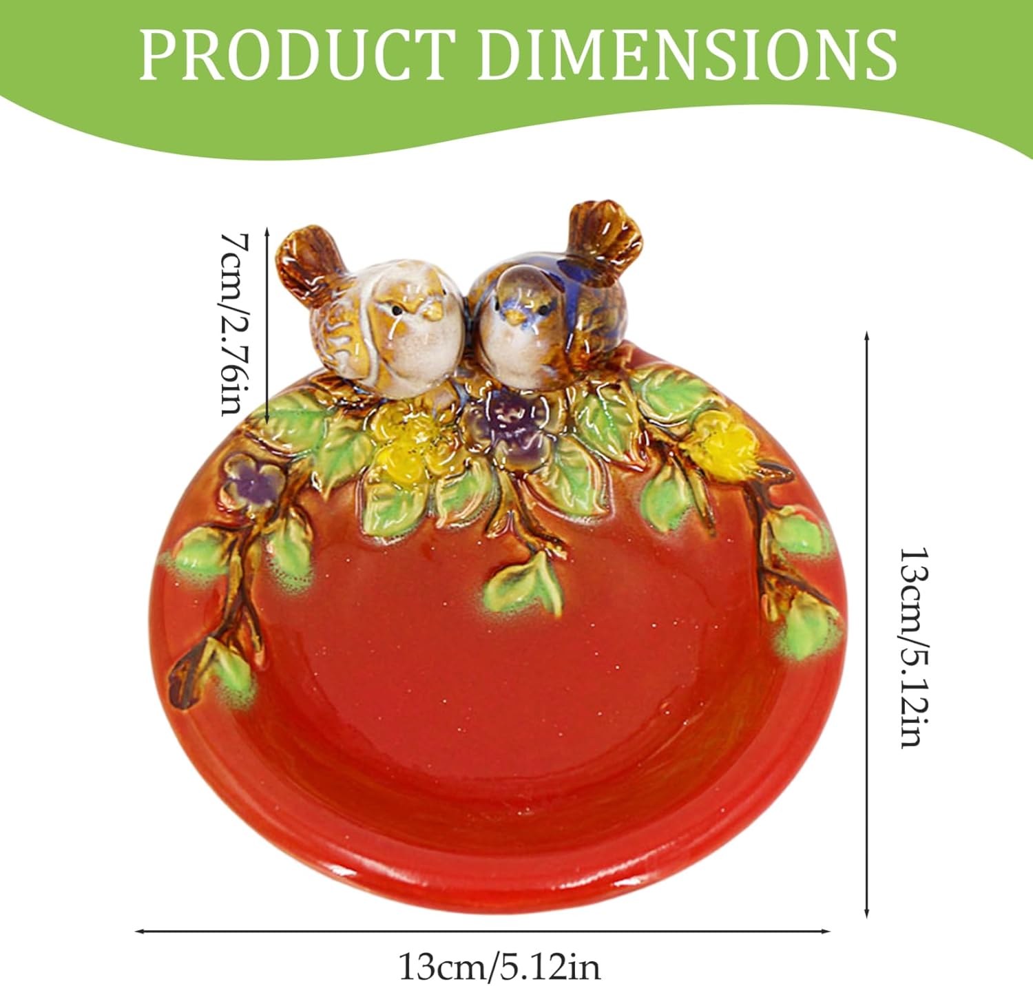 Ceramic Soap Dish with 2 Birds and Flower Design