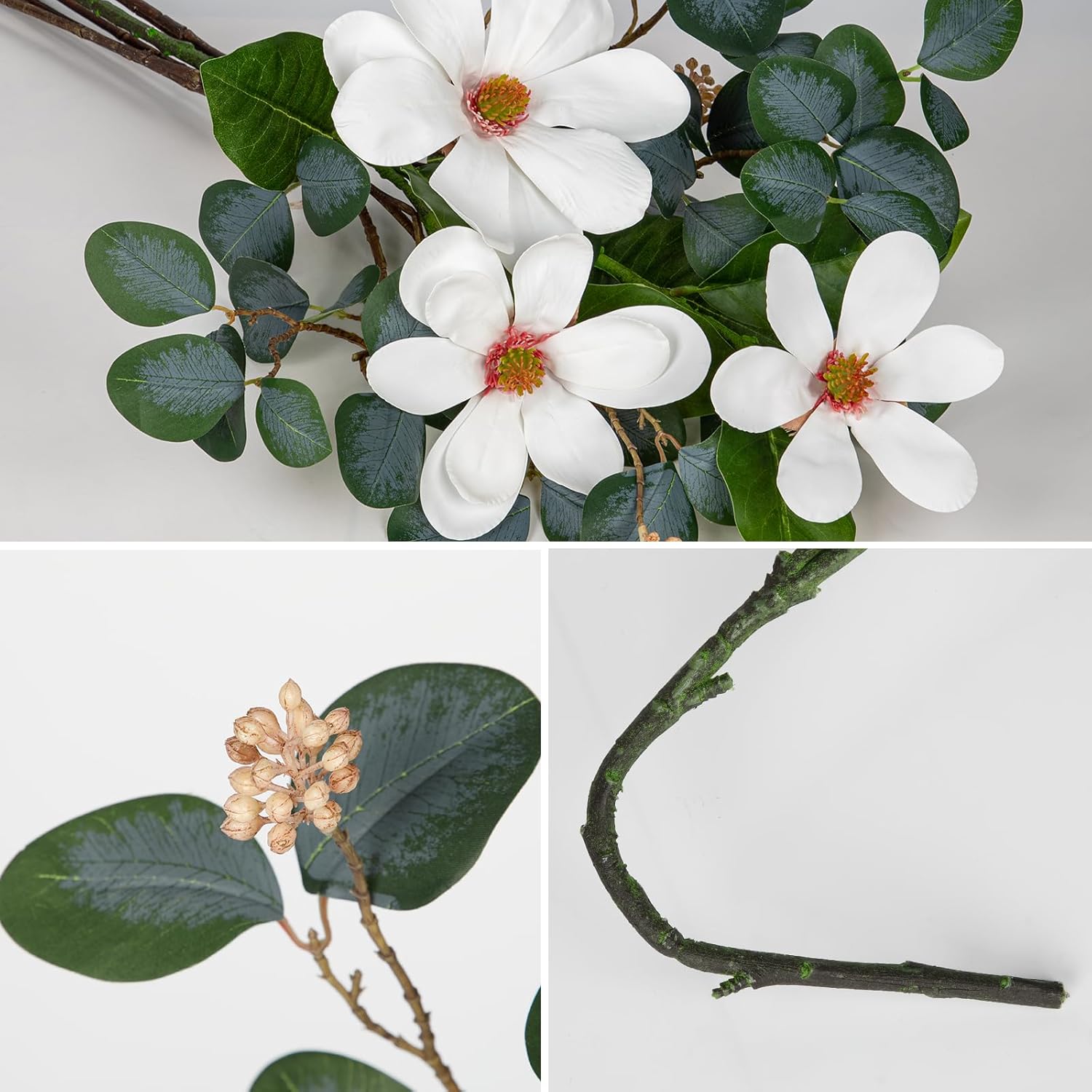 Briful 27in Artificial Eucalyptus Magnolia Greenery Bouquet 1
