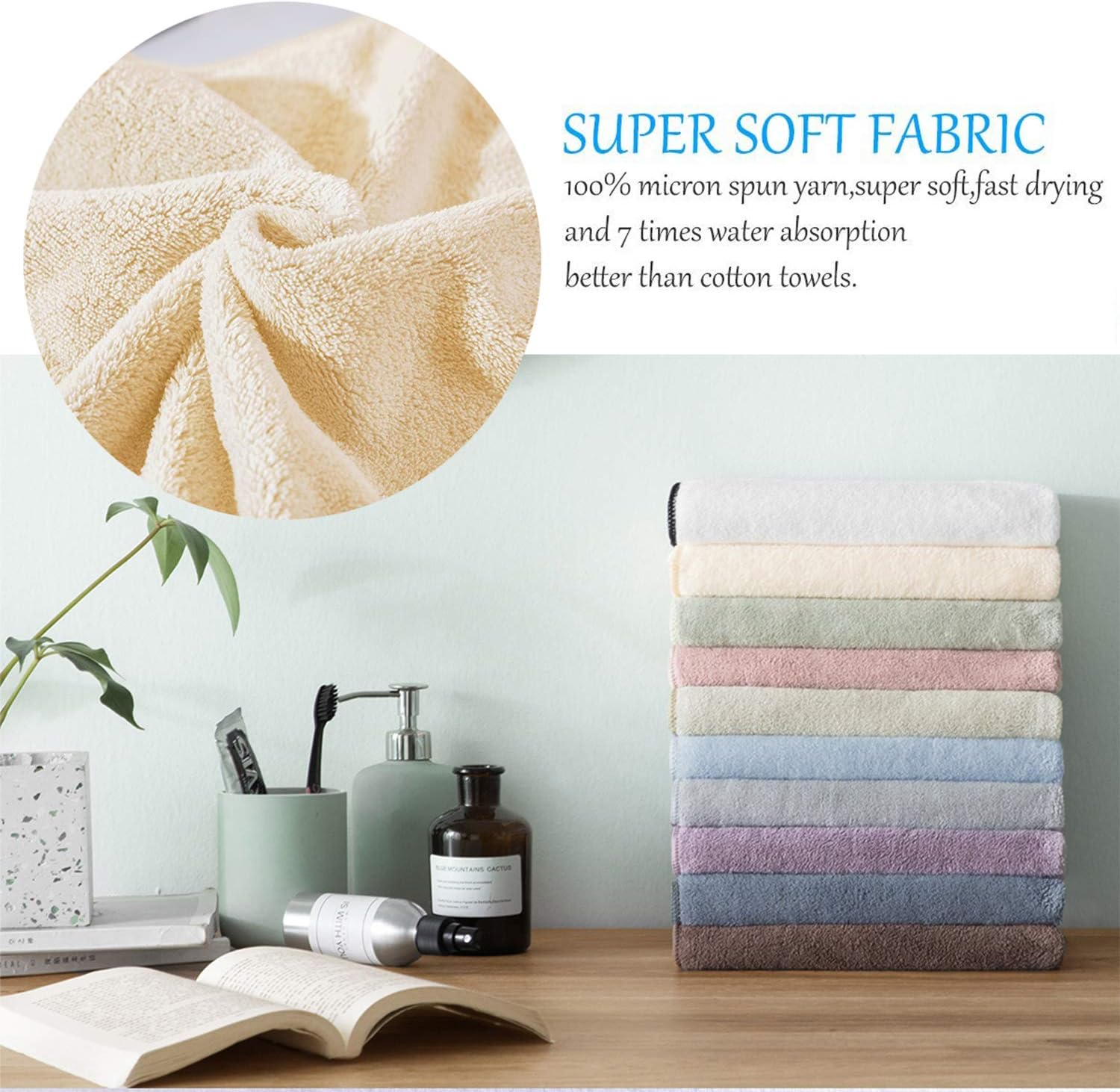 Xinrjojo 4-Piece Microfiber Towel Set - Cream 1