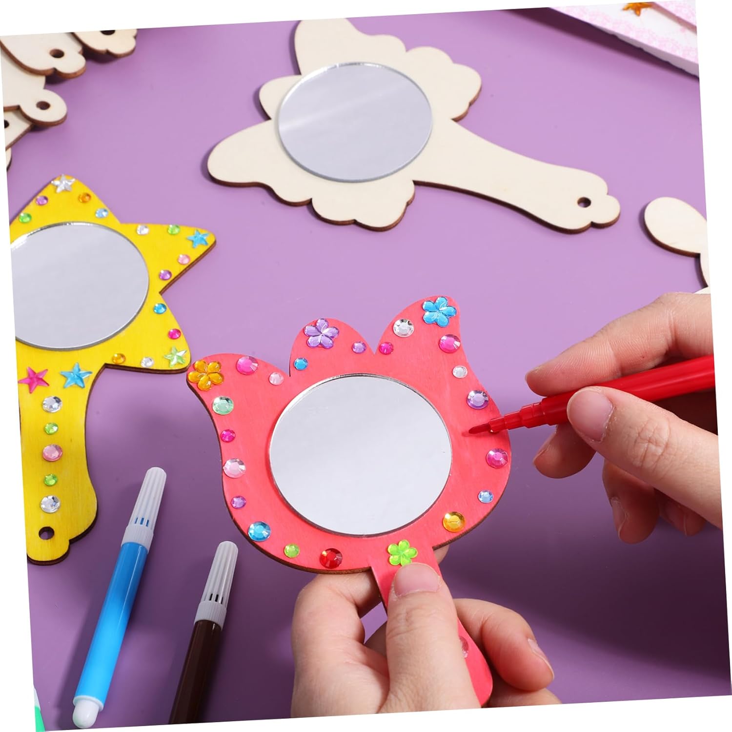 Veemoon Small Wooden Mirror Craft Kit