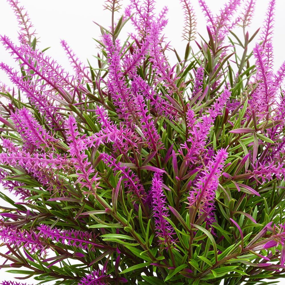 12 Bundles Artificial Lavender Plants UV Resistant Fake Bushes