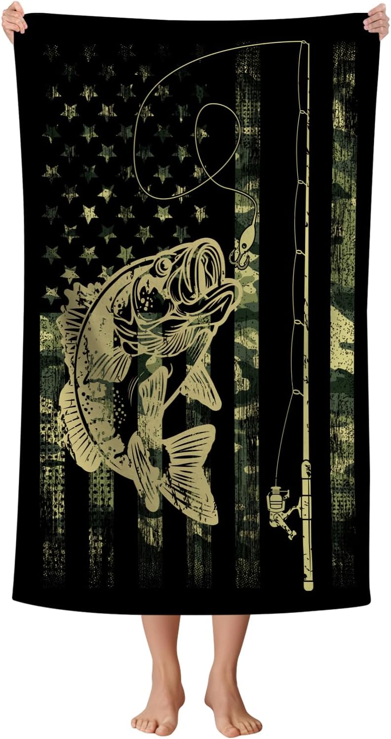 WZOMT Microfiber Camo Beach Towel 32x52 Inch